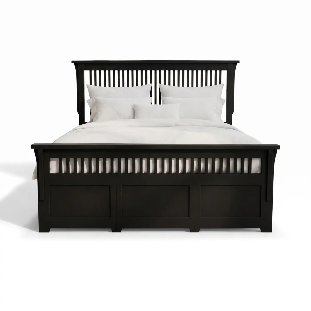 Spindle Platform Bed Frame - Black on a white background