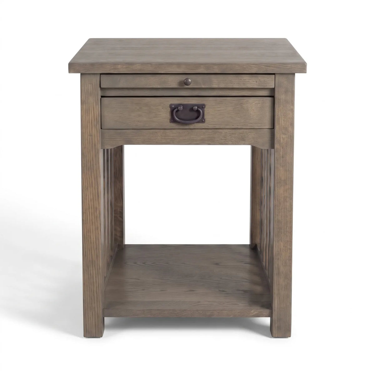 Mission 1-Drawer Tray Nightstand - Stone Gray on a white background