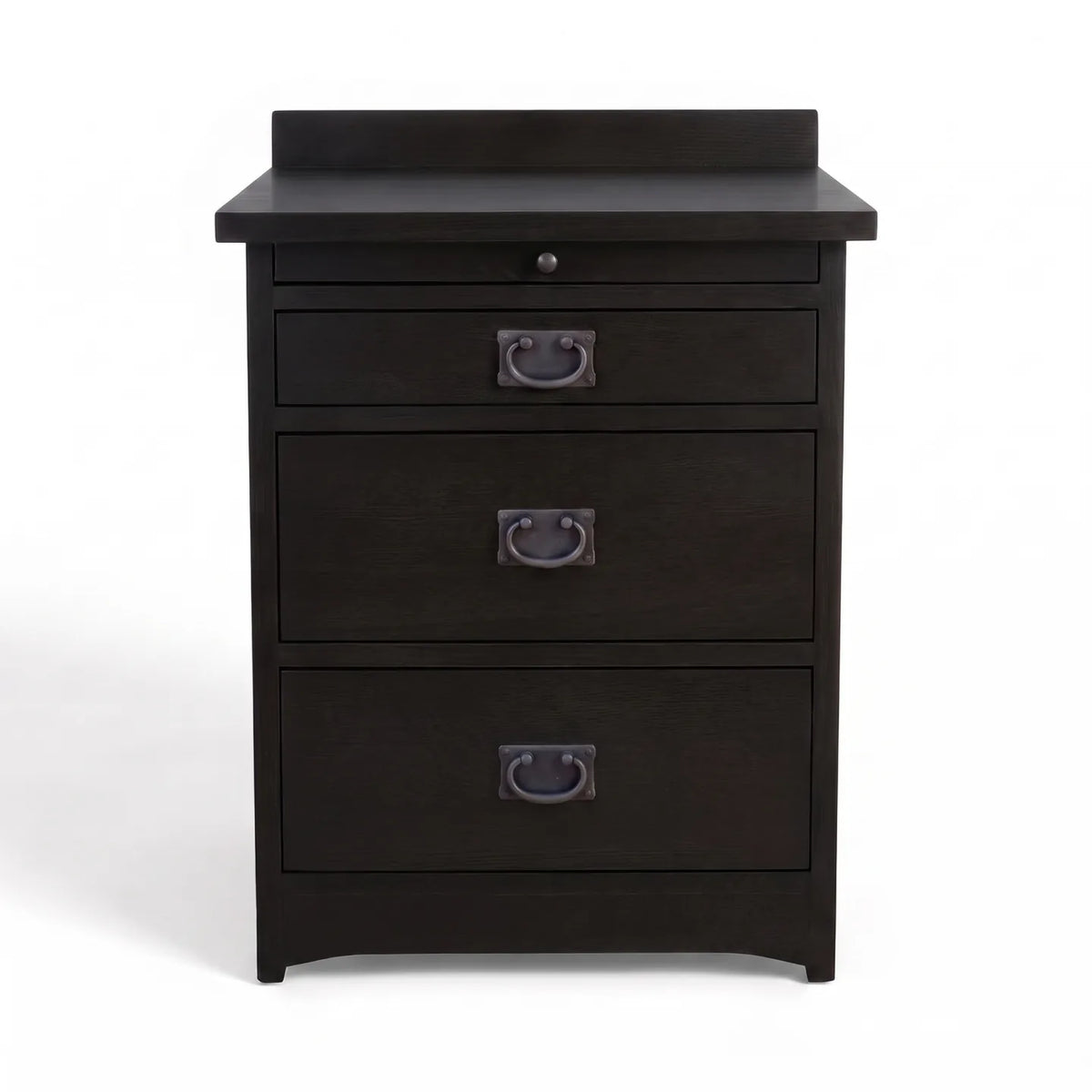 Mission 3-Drawer Tray Nightstand - Black on a white background