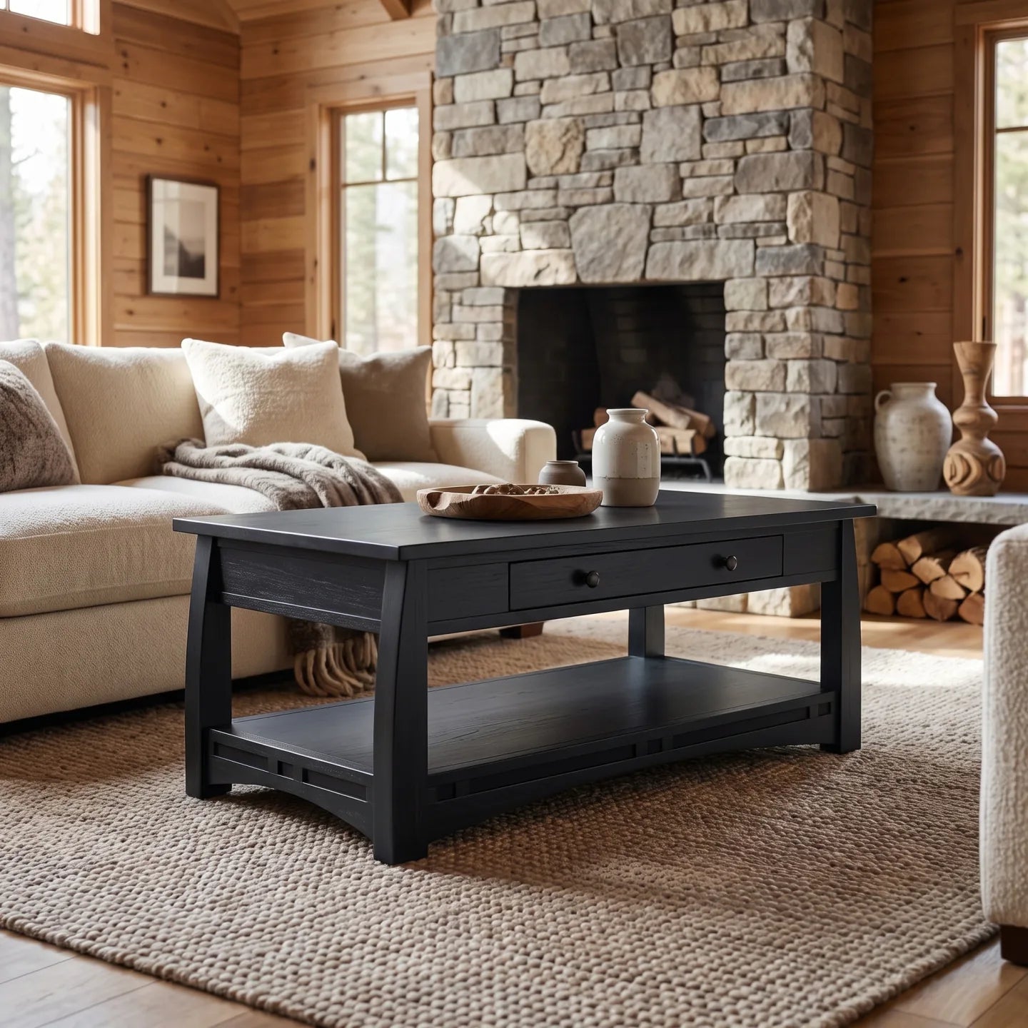 African Inlay Coffee Table - Black