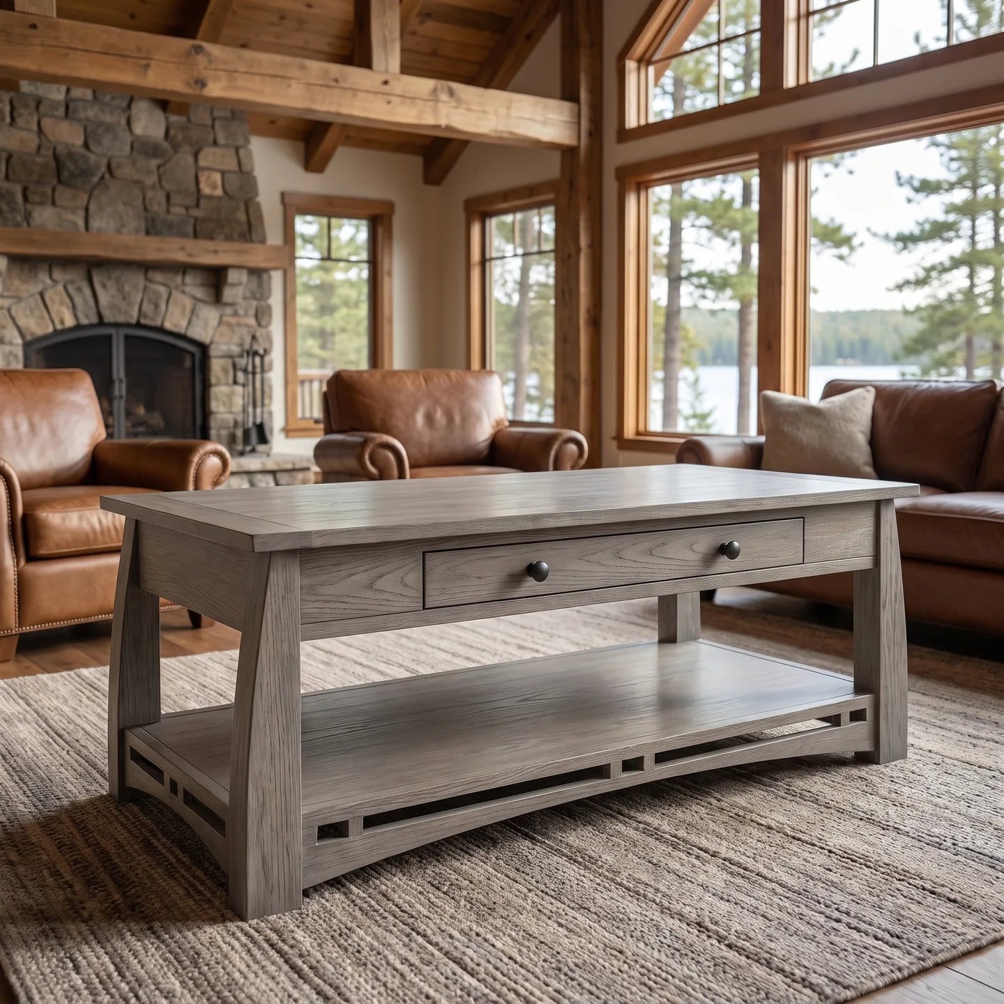 African Inlay Coffee Table - Stone Gray