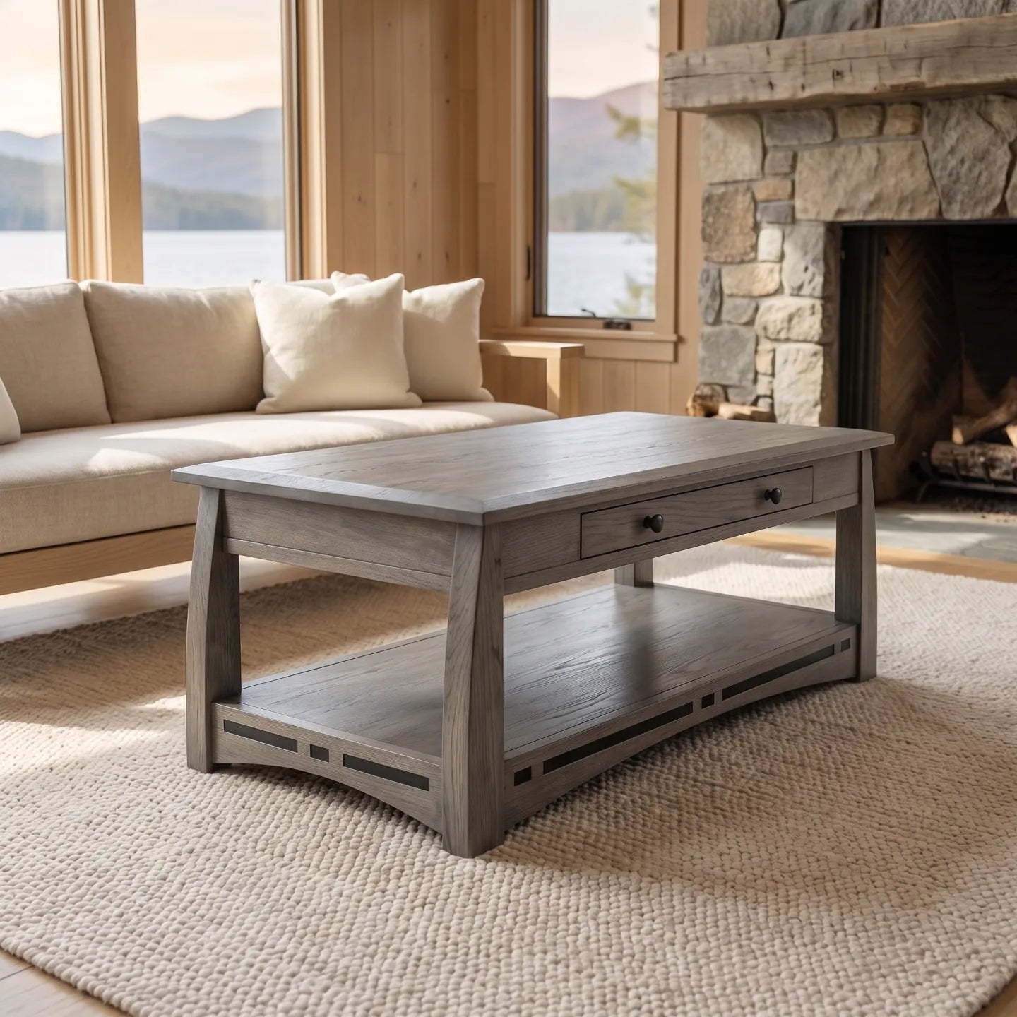 African Inlay Coffee Table - Stone Gray