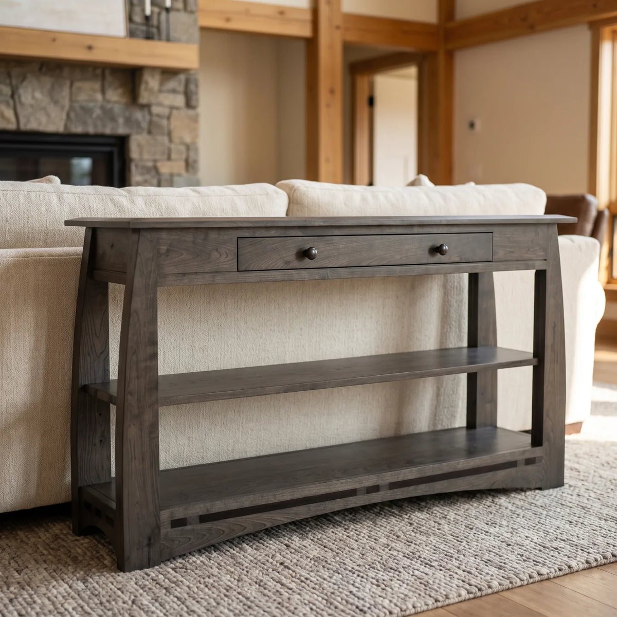 African Inlay Sofa Table - Charcoal
