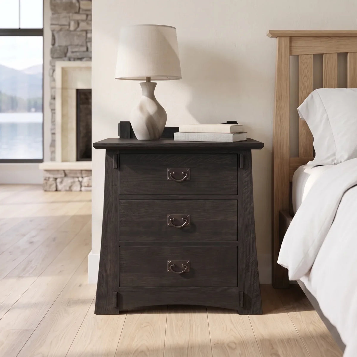 Bungalow 3-Drawer Nightstand - Black