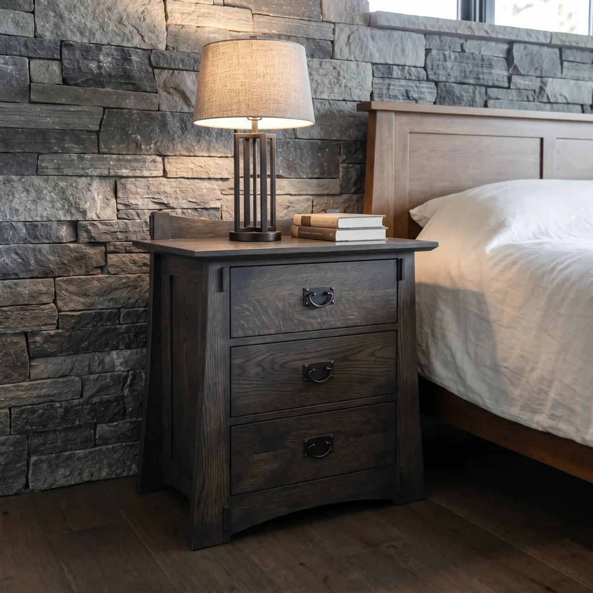 Bungalow 3-Drawer Nightstand - Charcoal