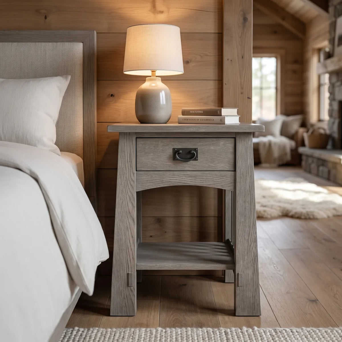 Bungalow Spacesaver Single Drawer Nightstand - Stone Gray