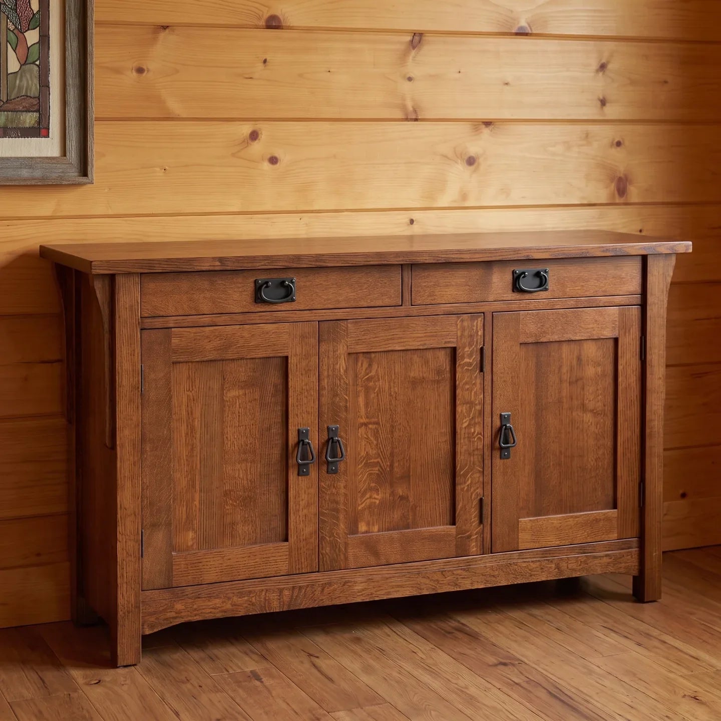 Mission 3-Door Console - Walnut