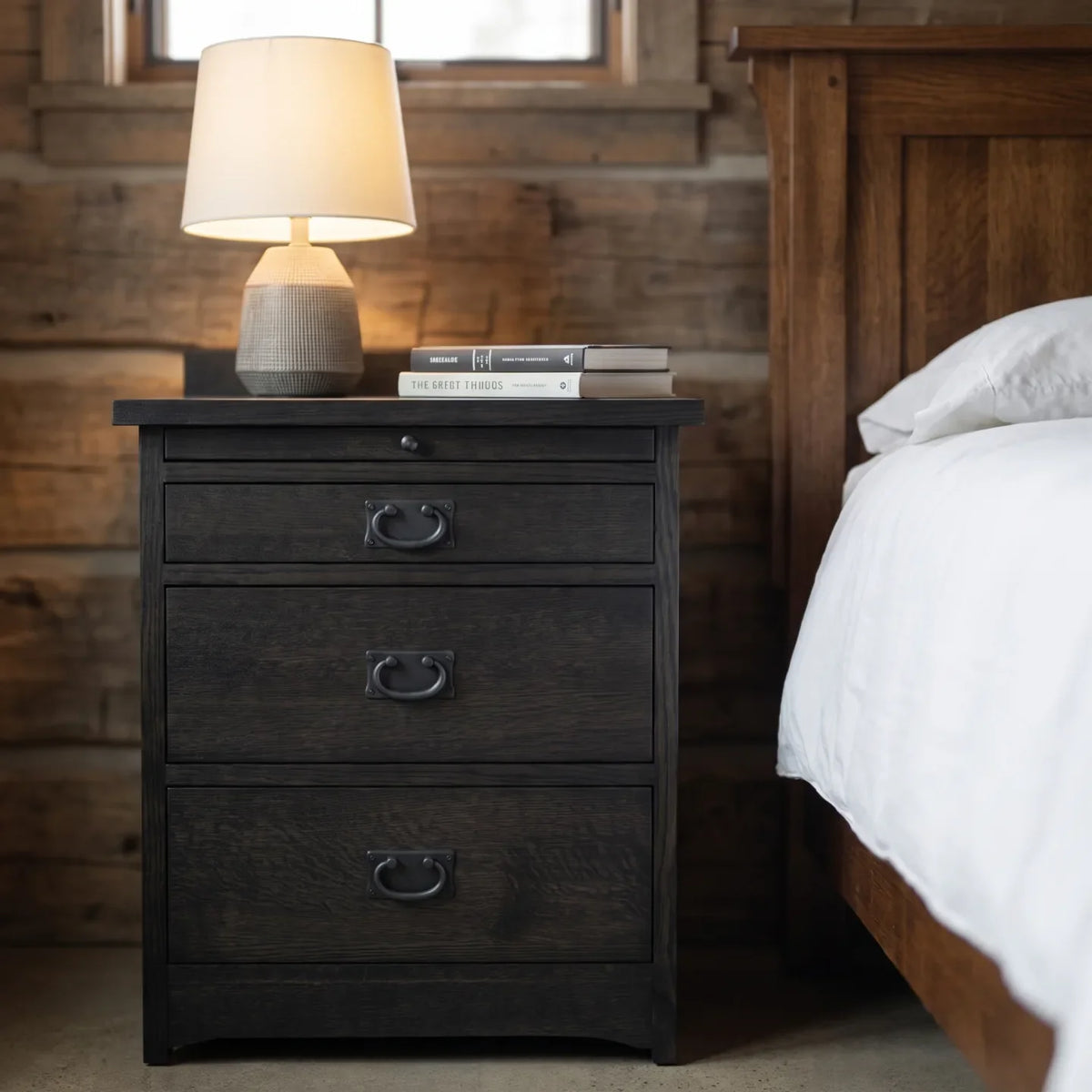 Mission 3-Drawer Tray Nightstand - Black