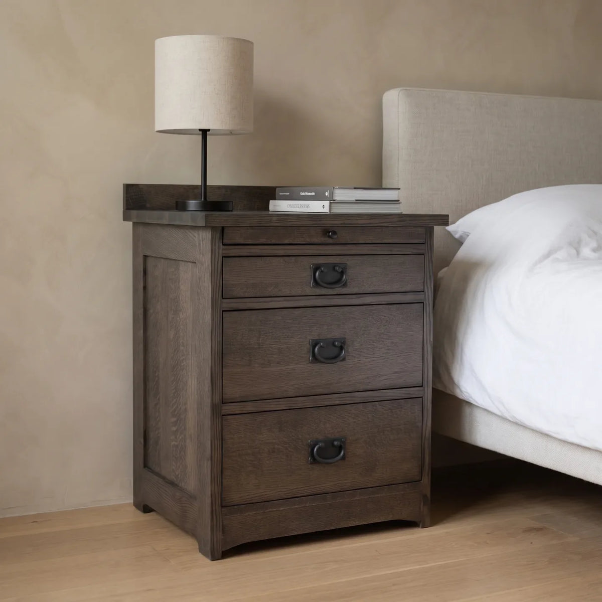 Mission 3-Drawer Tray Nightstand - Charcoal