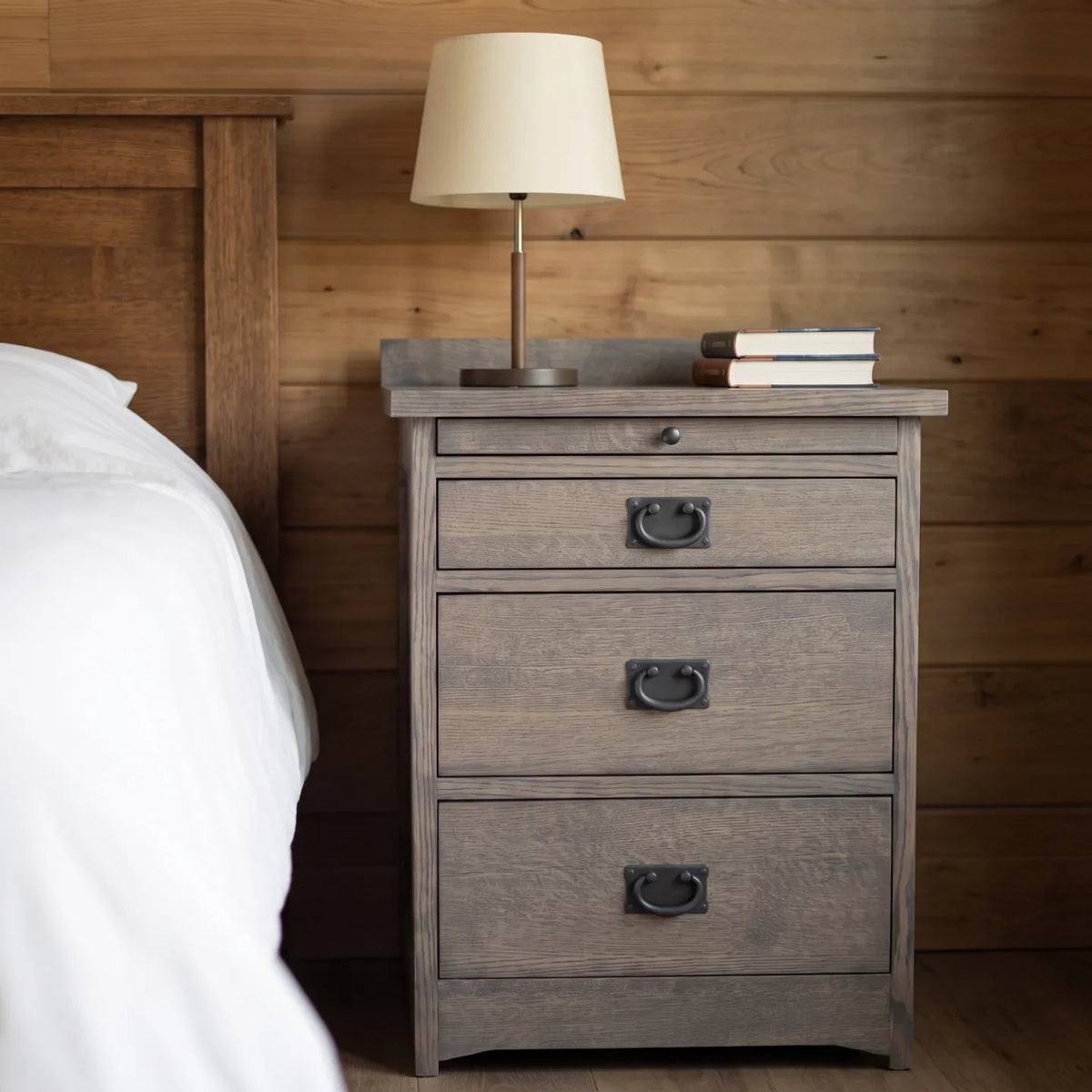 Mission 3-Drawer Tray Nightstand - Stone Gray
