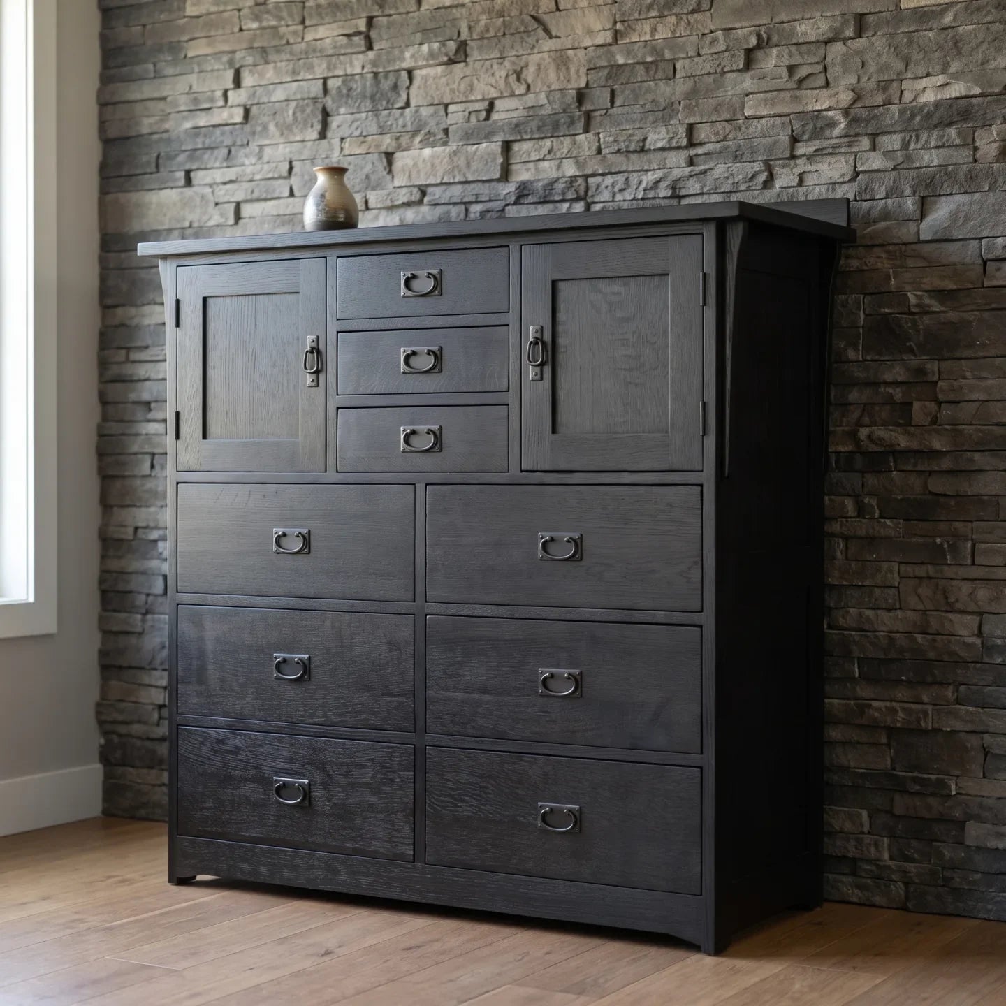 Mission 9-Drawer Bedroom Chest - Black
