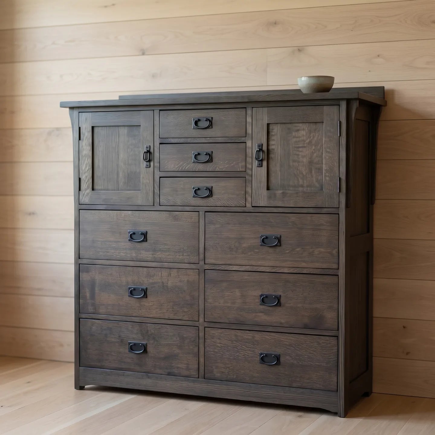 Mission 9-Drawer Bedroom Chest - Charcoal