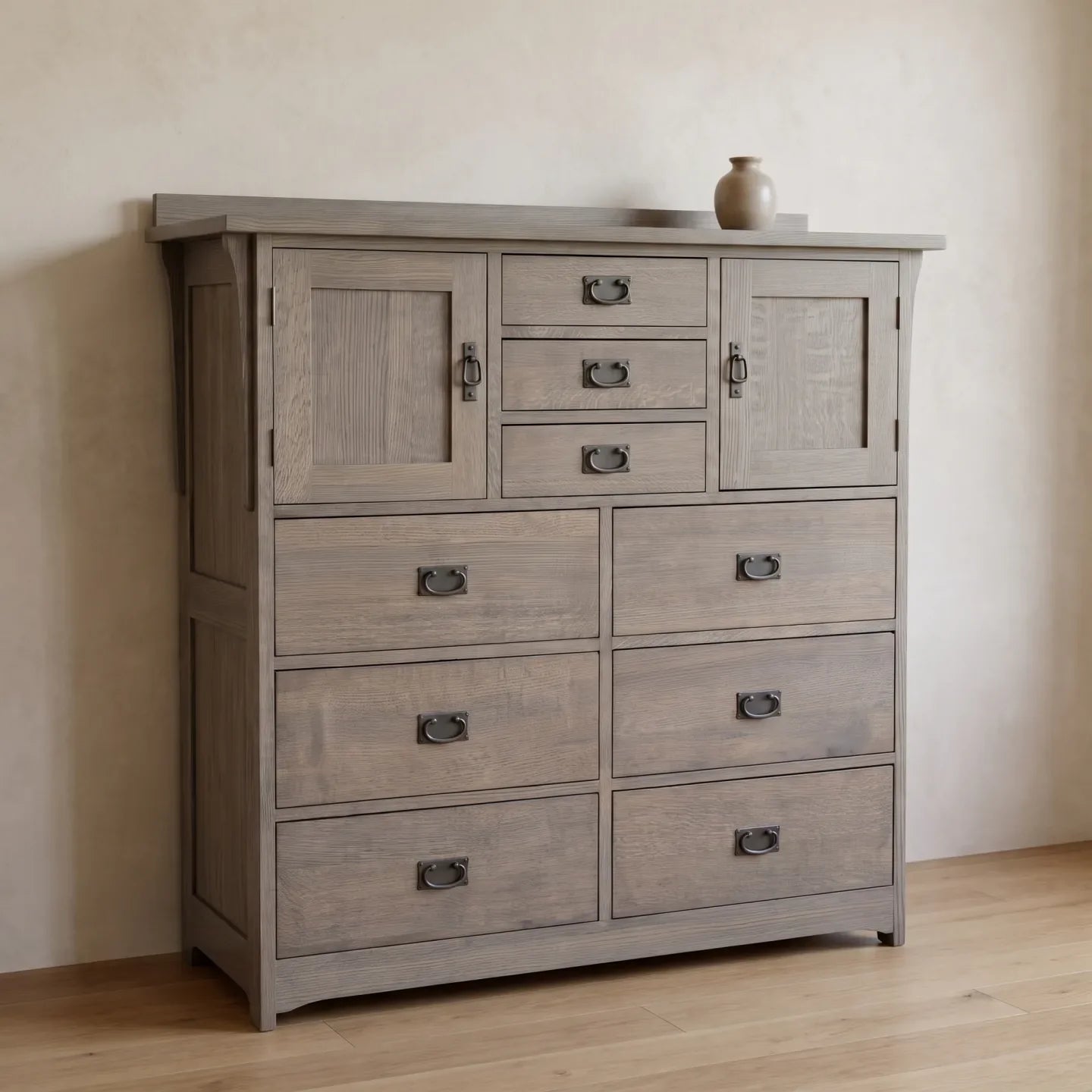 Mission 9-Drawer Bedroom Chest - Stone Gray