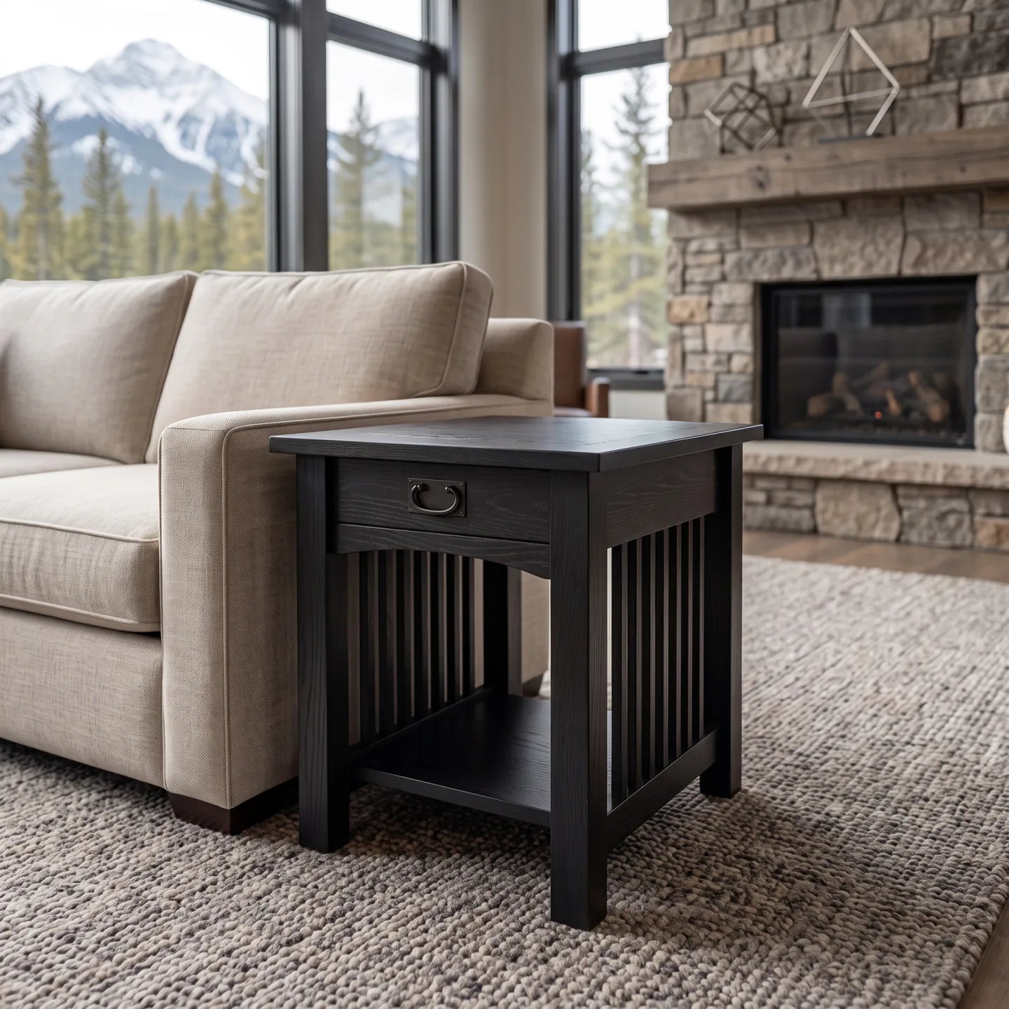 Mission End Table - Black