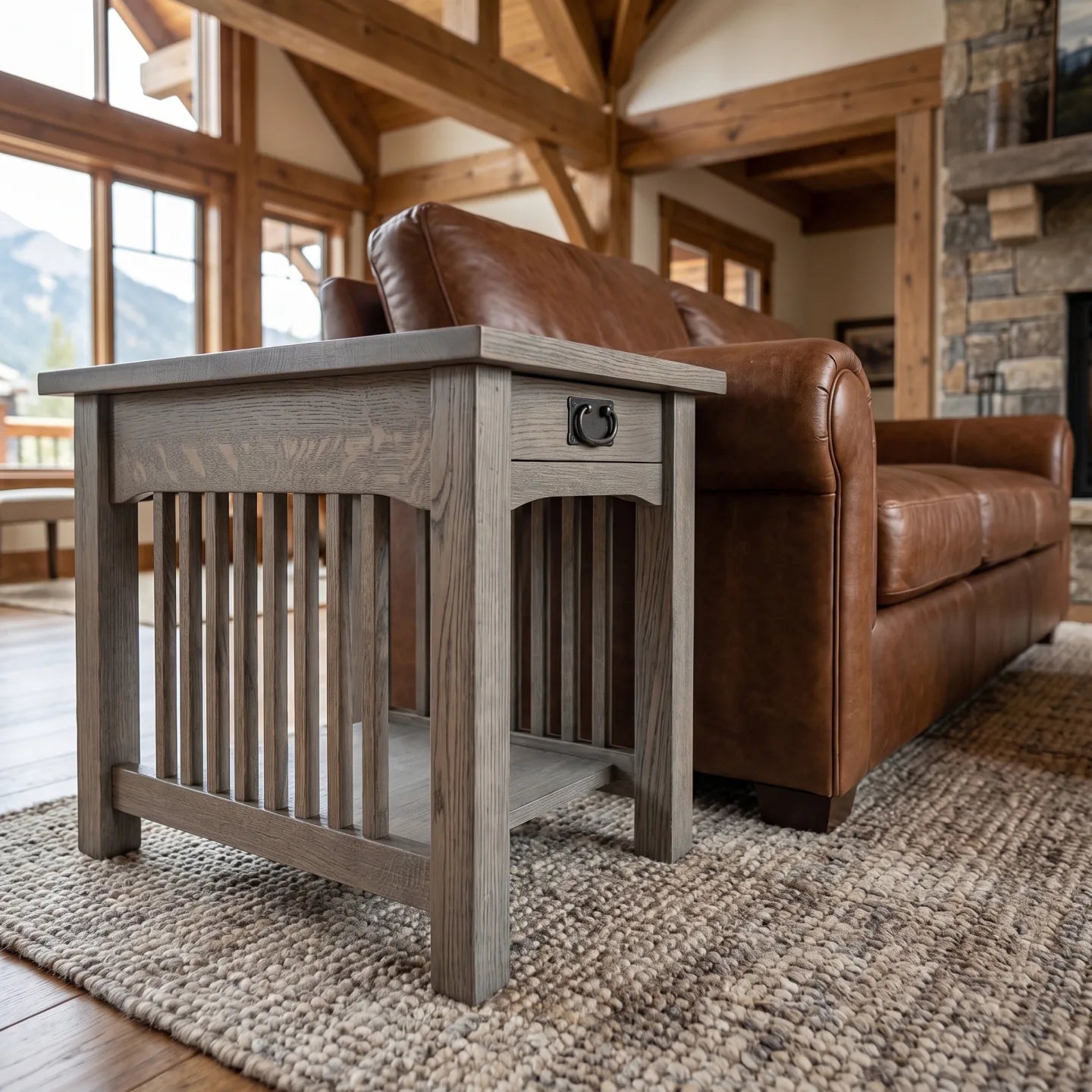 Mission End Table - Stone Gray