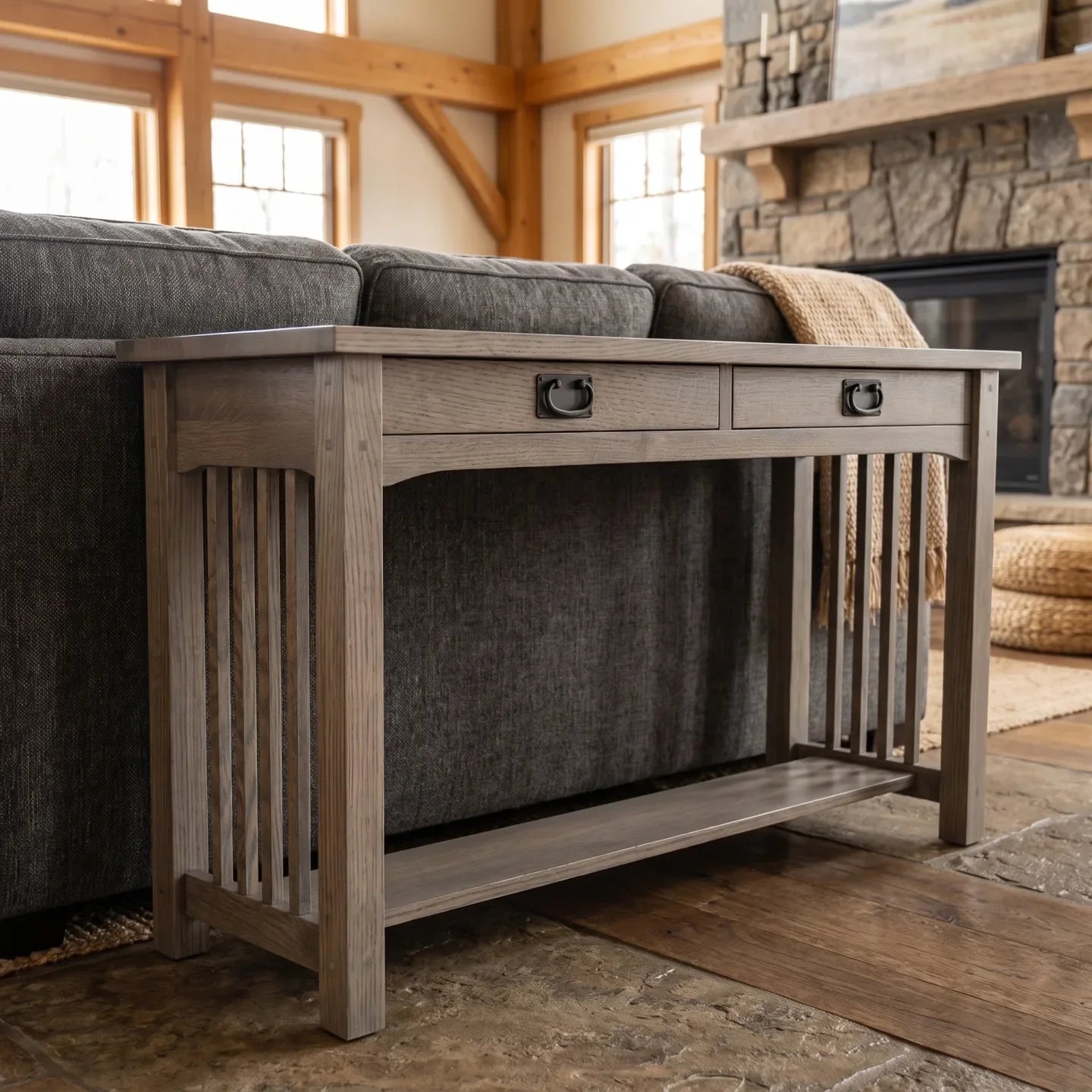 Mission Sofa Table - Stone Gray