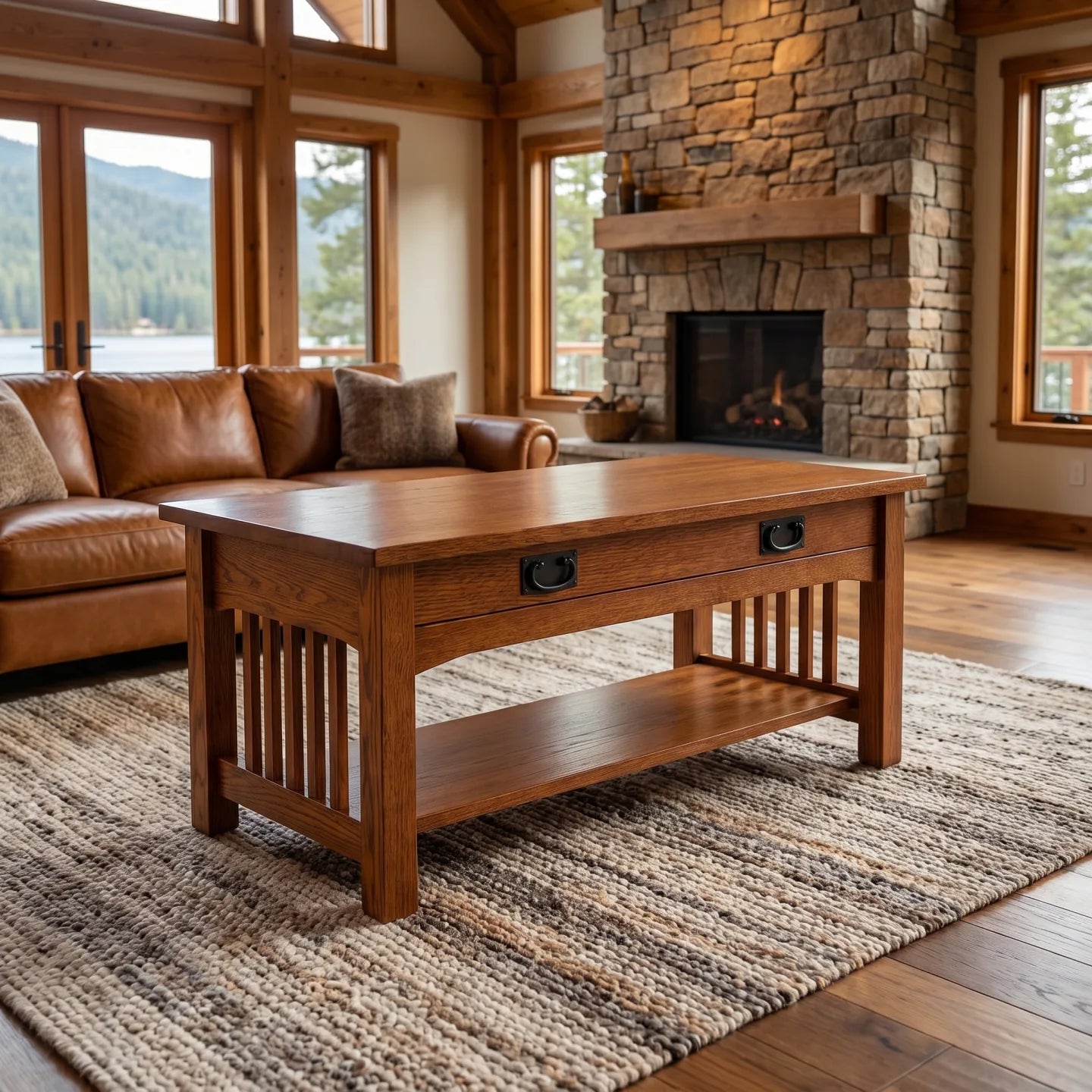 Mission Spacesaver Coffee Table - Antique Brown