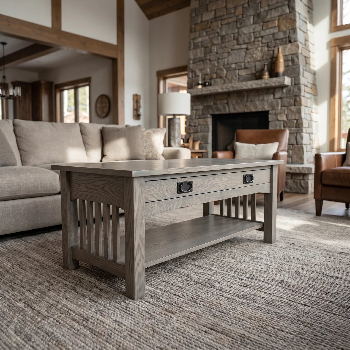 Mission Spacesaver Coffee Table - Stone Gray