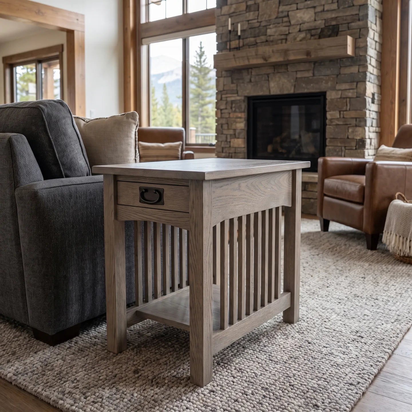 Mission Spacesaver End Table - Stone Gray