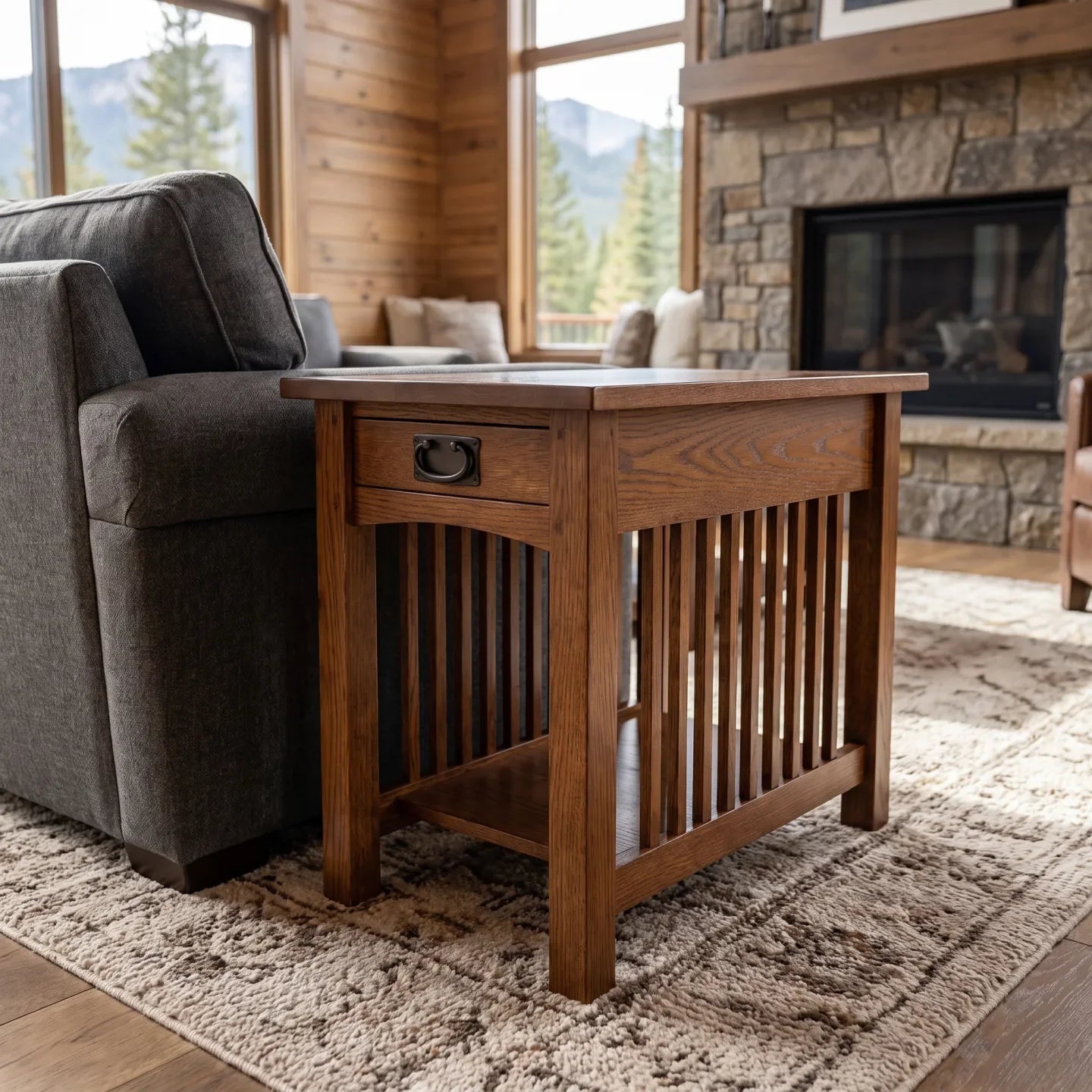 Mission Spacesaver End Table - Walnut