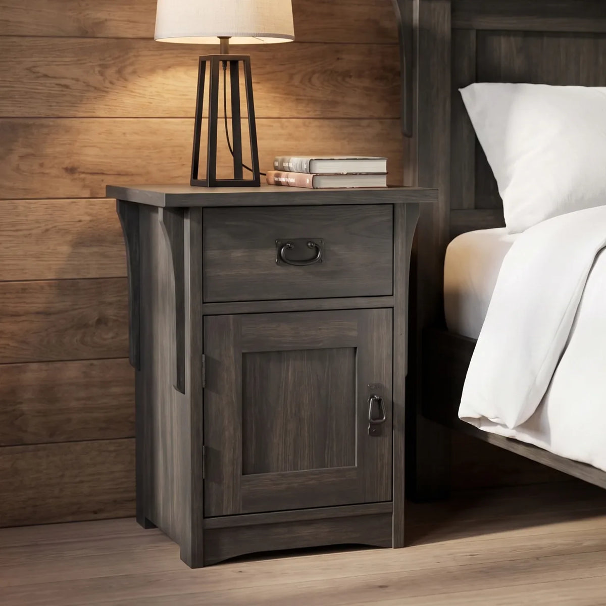 Mission Storage Nightstand - Charcoal