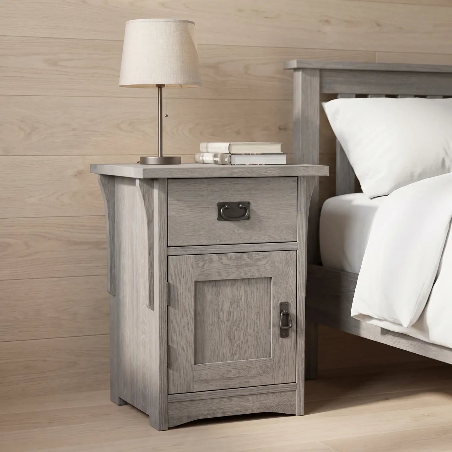 Mission Storage Nightstand - Stone Gray