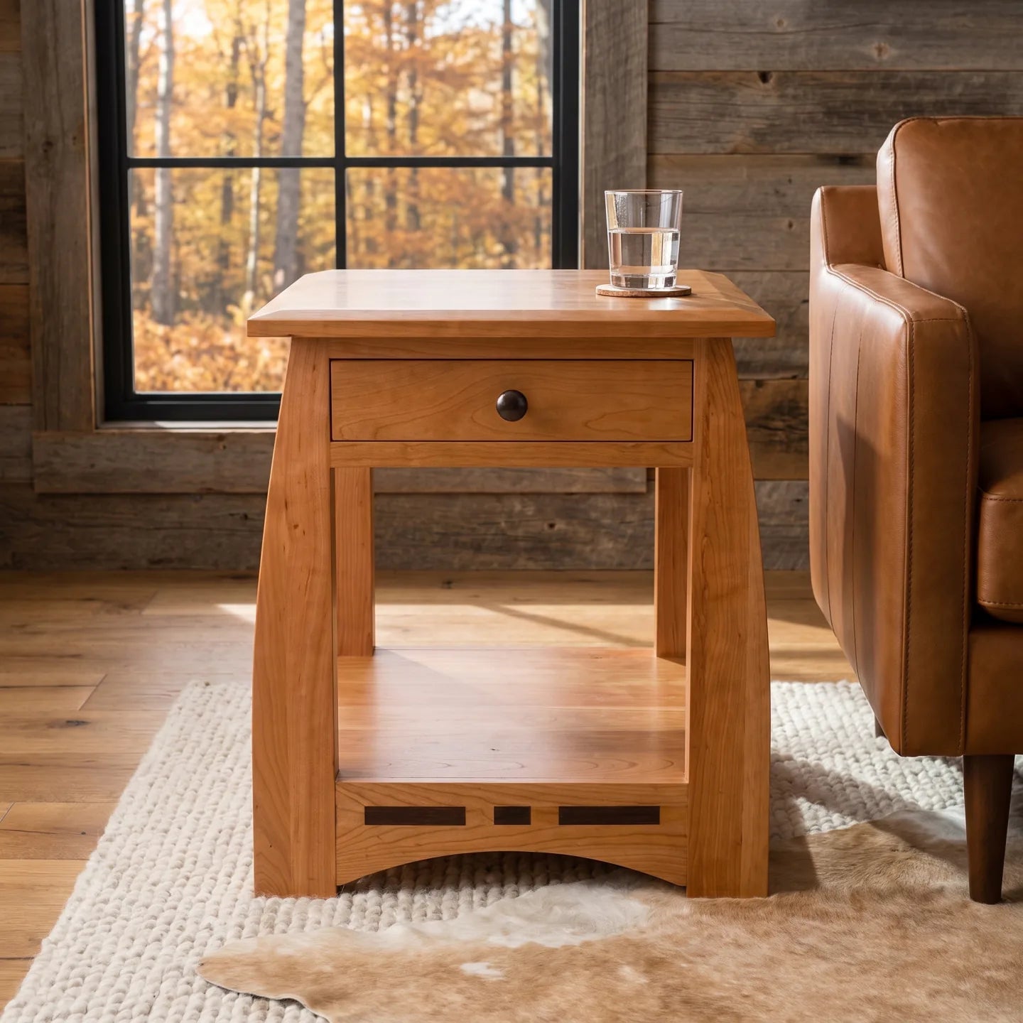 African Inlay End Table - Nutmeg