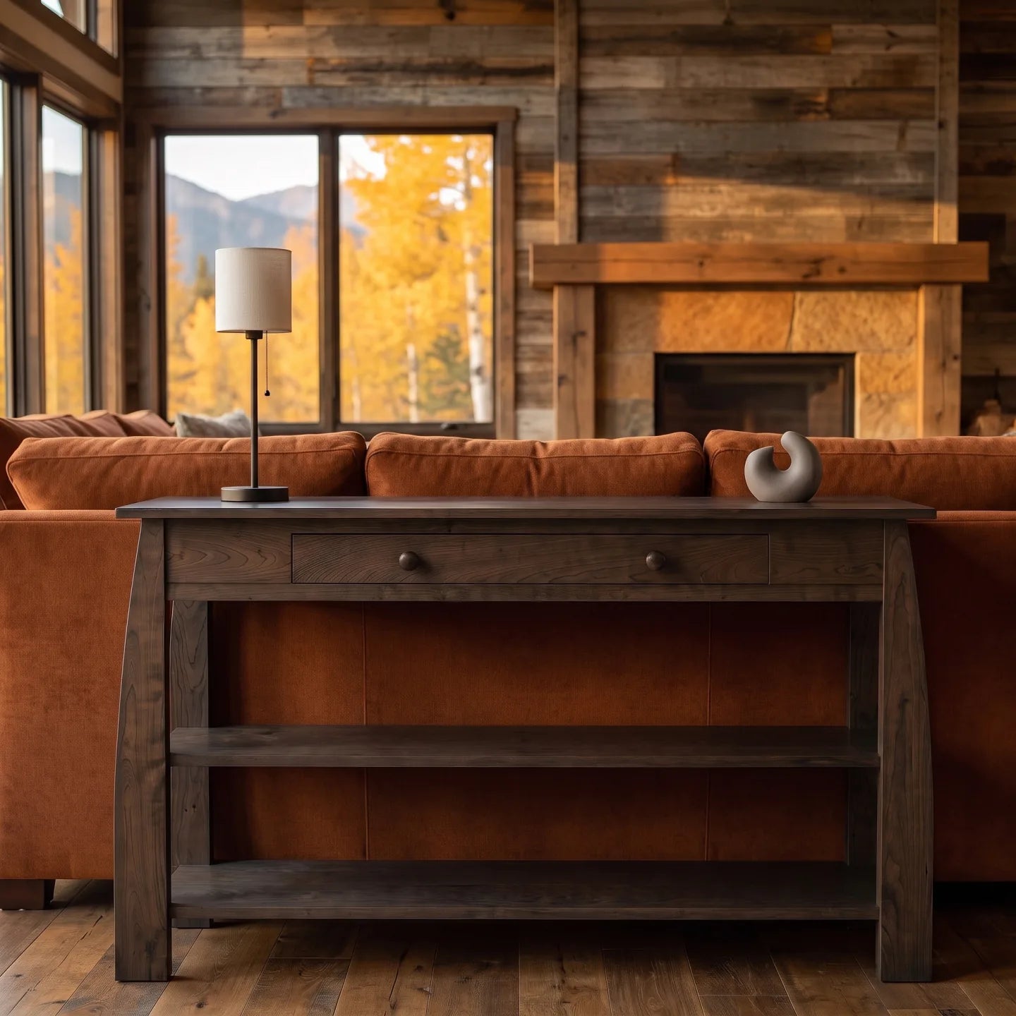 African Inlay Sofa Table - Charcoal