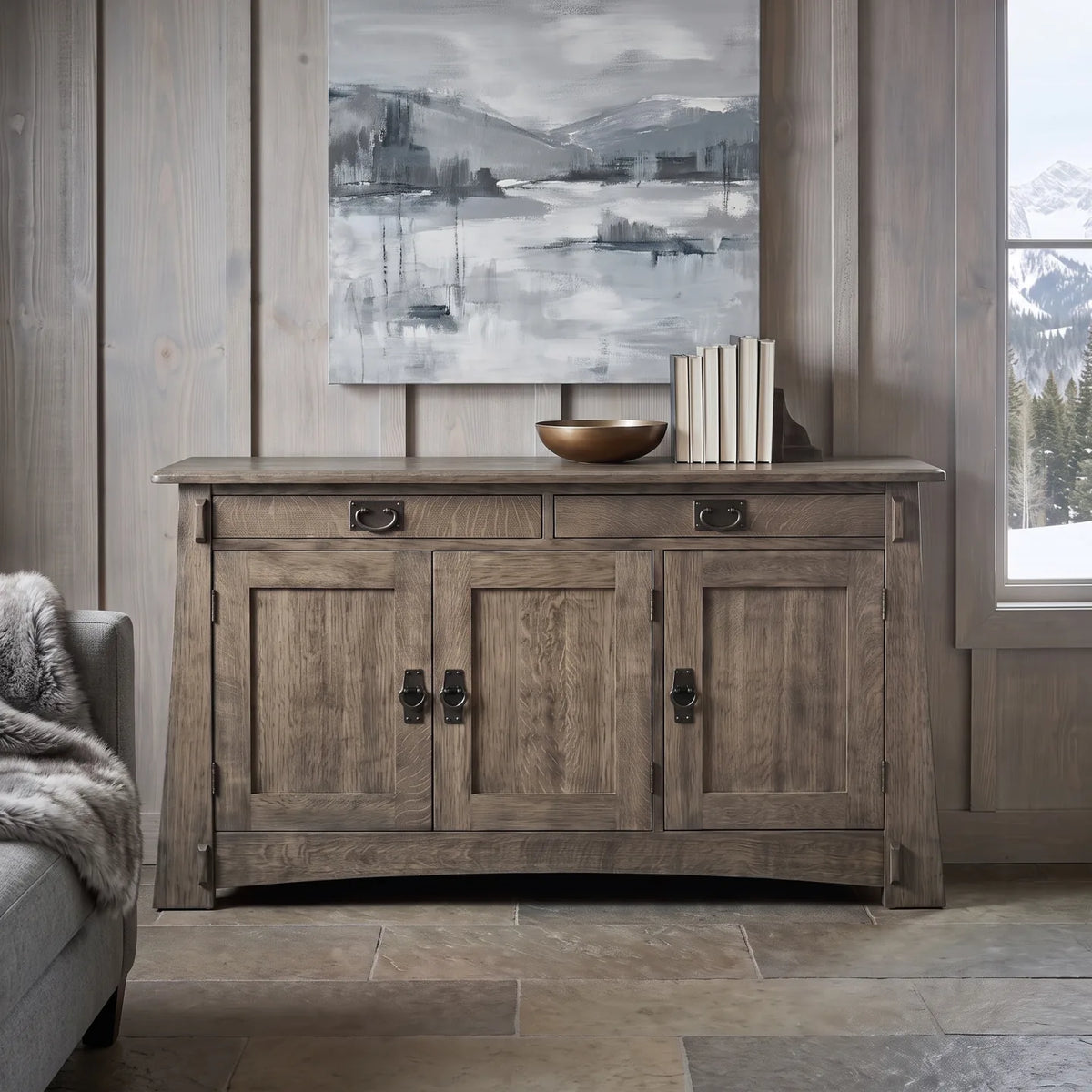 Bungalow 3-Door Console - Stone Gray