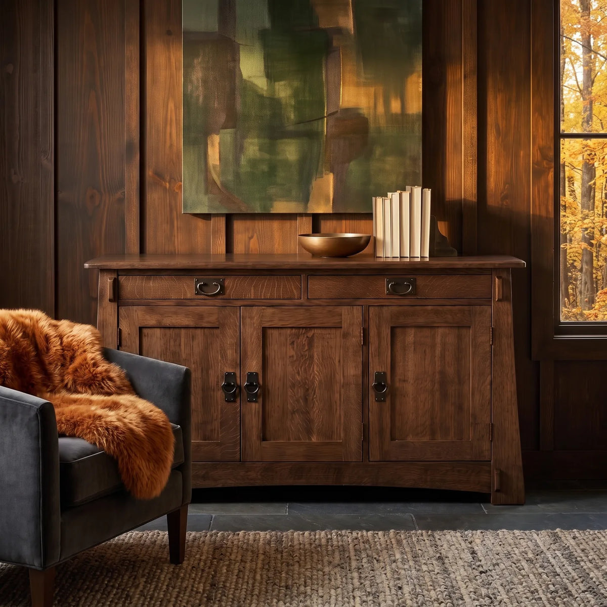 Bungalow 3-Door Console - Walnut
