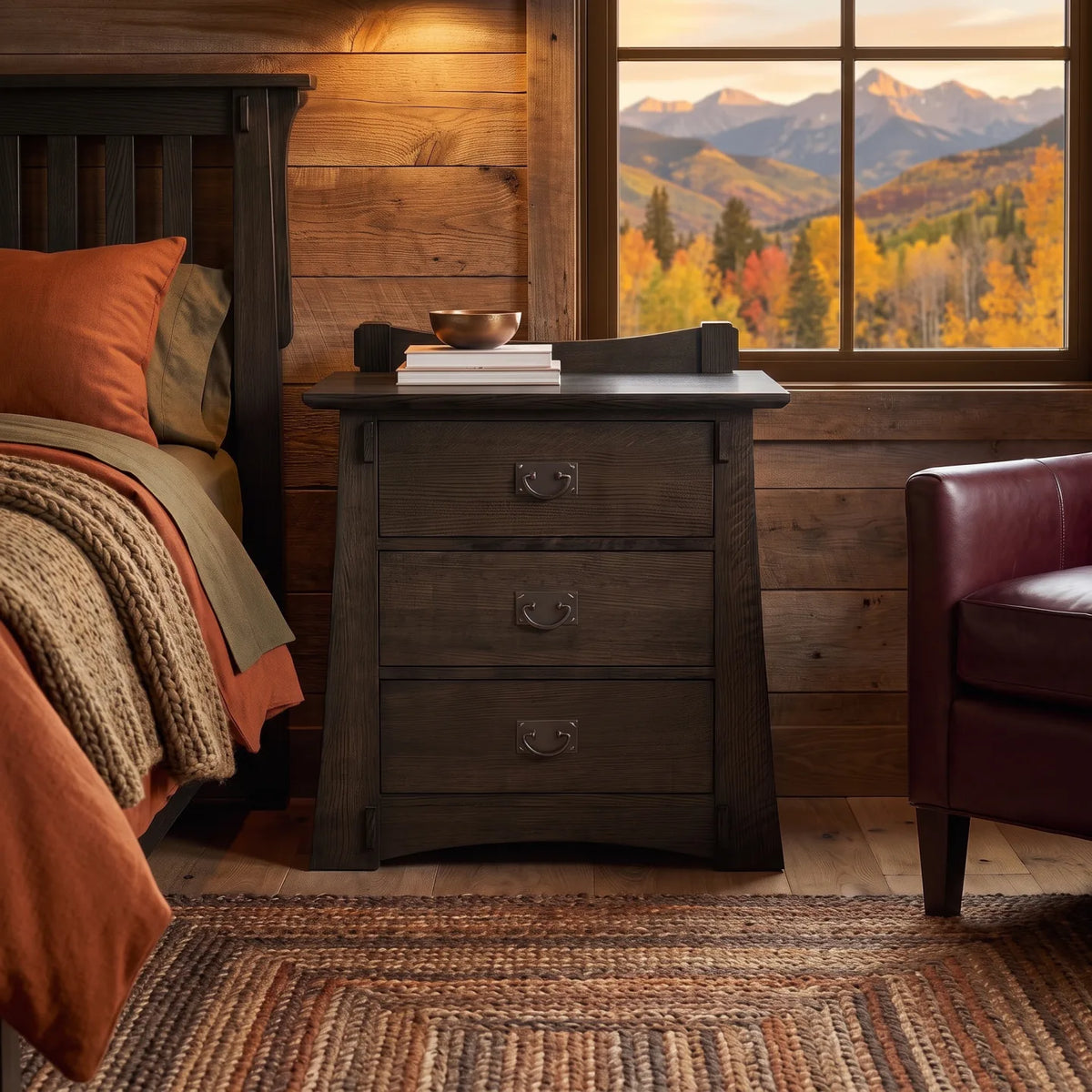 Bungalow 3-Drawer Nightstand - Charcoal