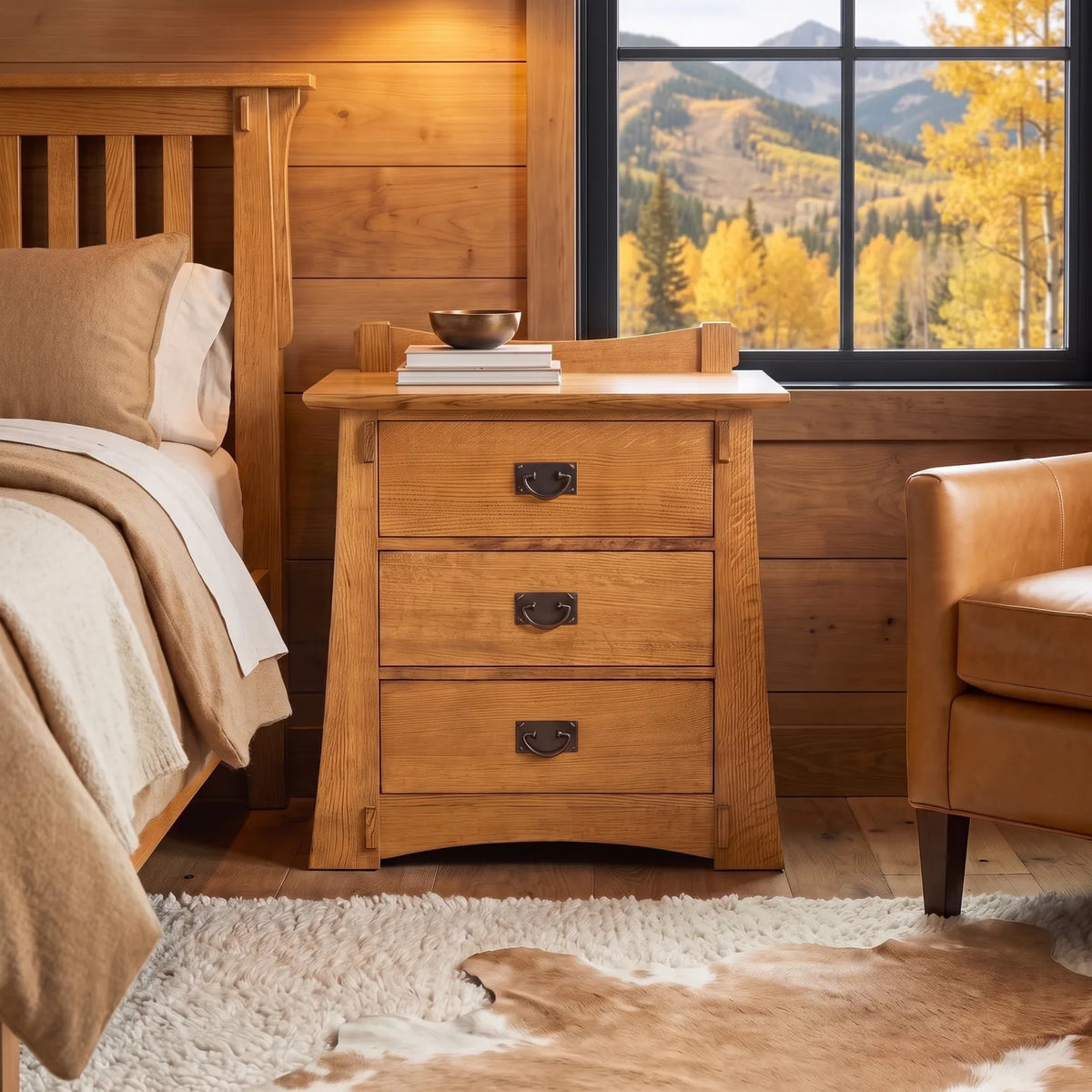Bungalow 3-Drawer Nightstand - Country