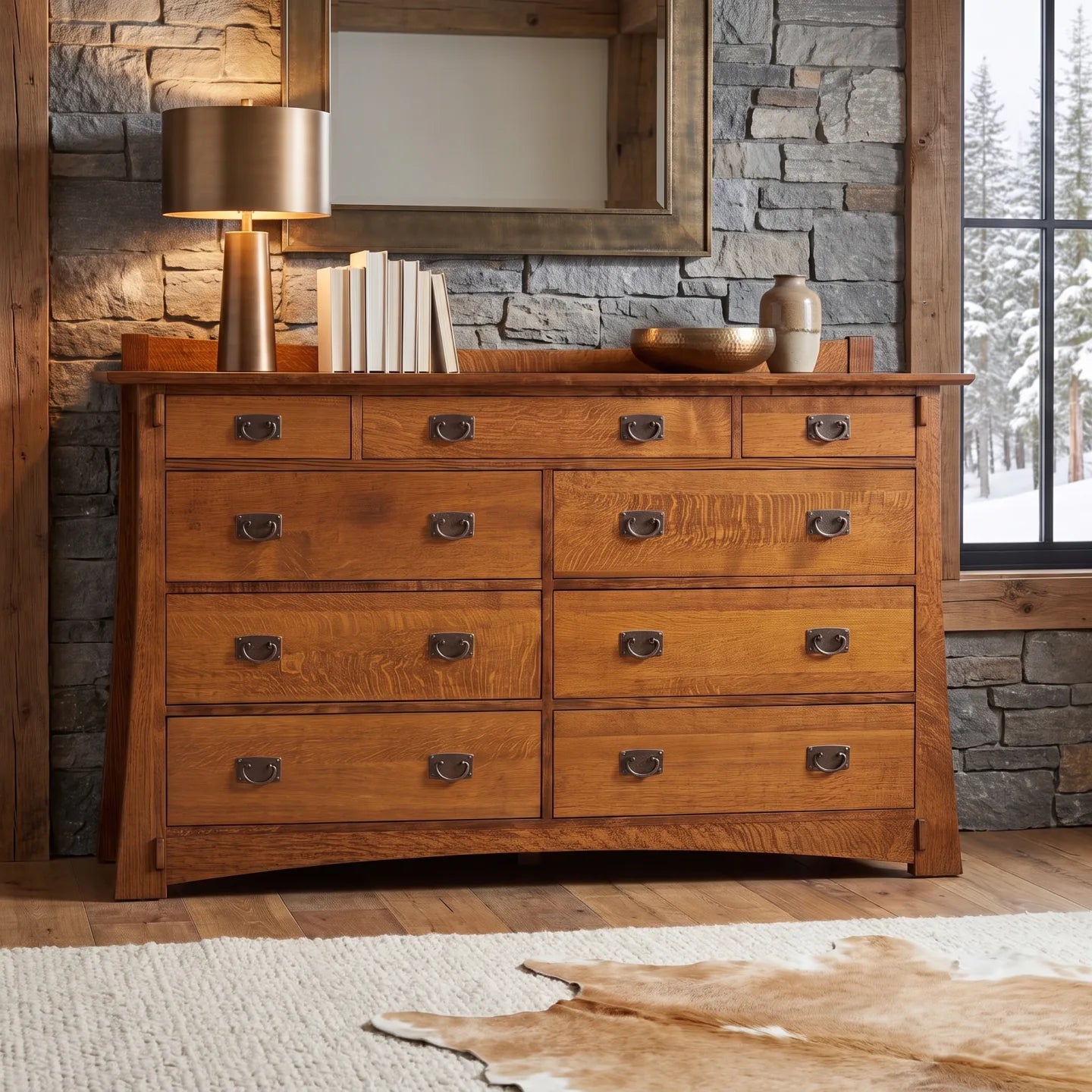 Bungalow 9-Drawer Dresser - Antique Brown