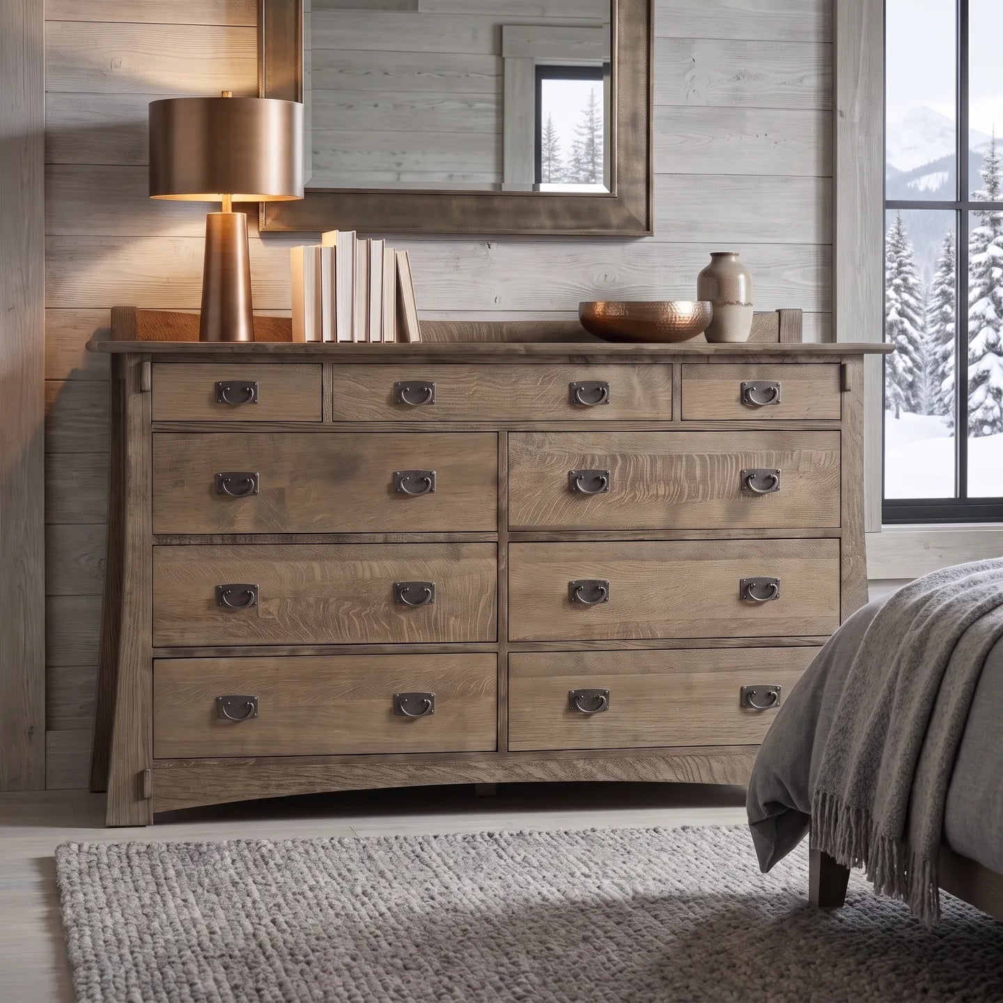 Bungalow 9-Drawer Dresser - Stone Gray