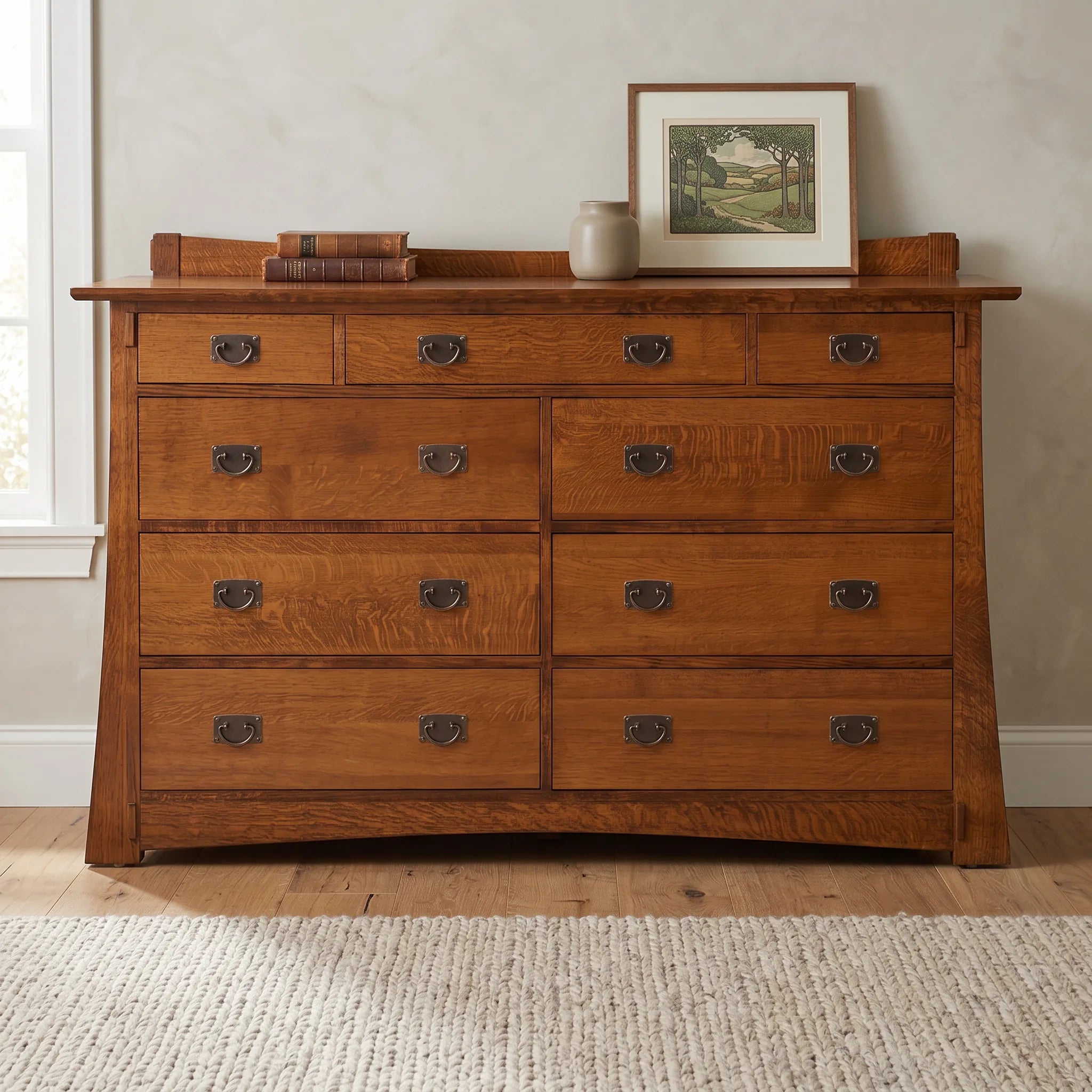 Bungalow 9-Drawer Dresser - Solid Oak — front view