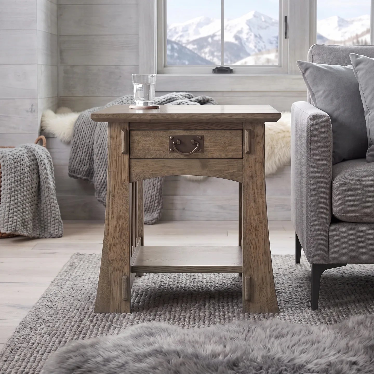 Bungalow End Table - Stone Gray