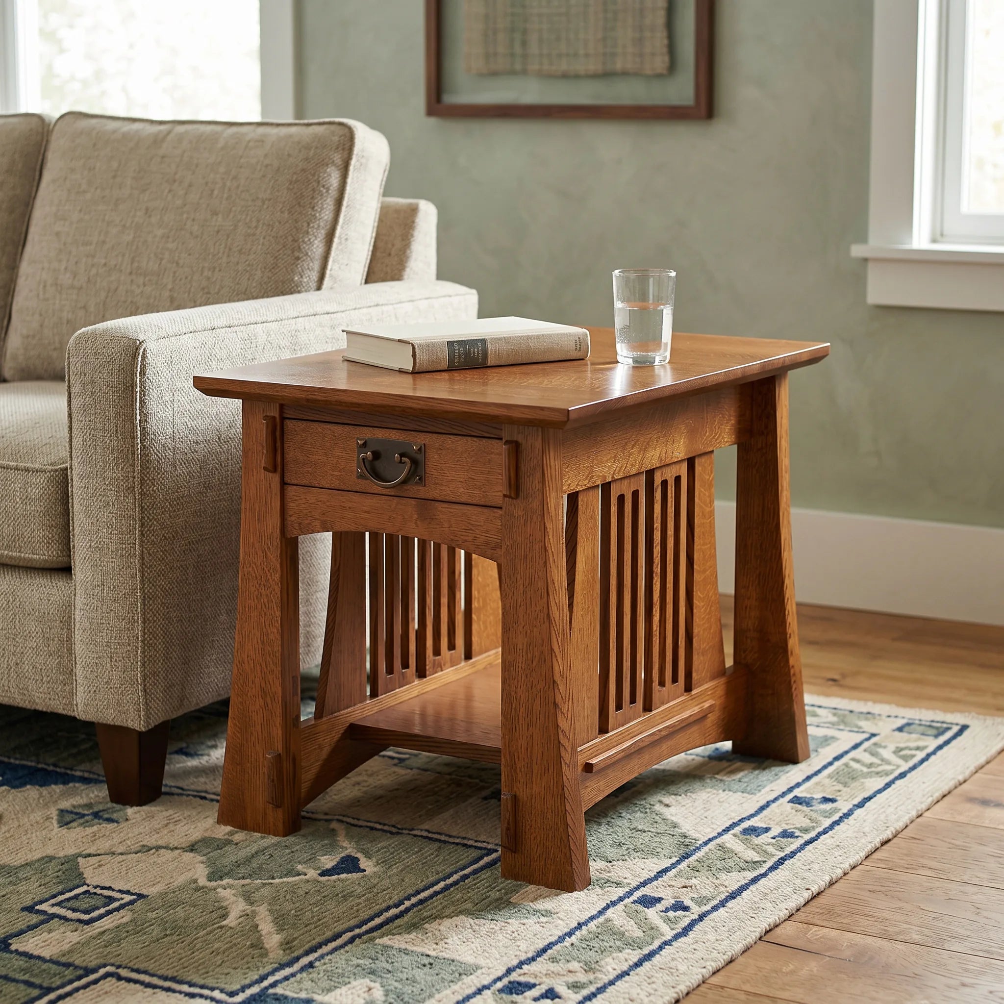 Bungalow End Table - Solid Oak — front view