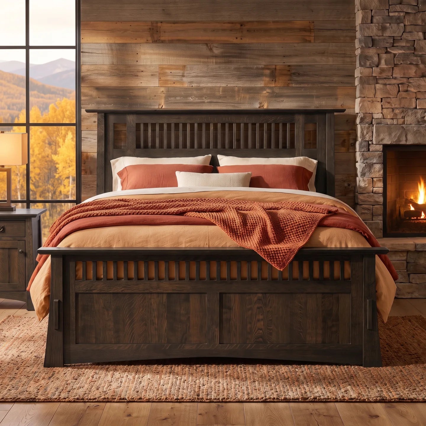 Queen Mosaic Platform Bungalow Bed Frame - Charcoal