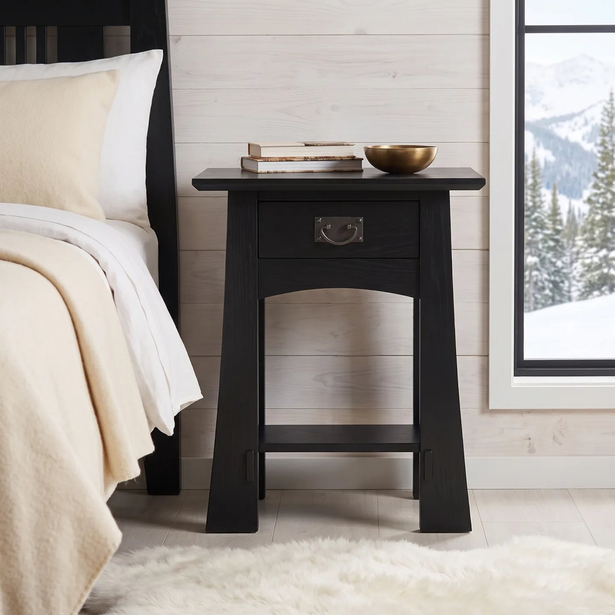 Bungalow Spacesaver Single Drawer Nightstand - Black