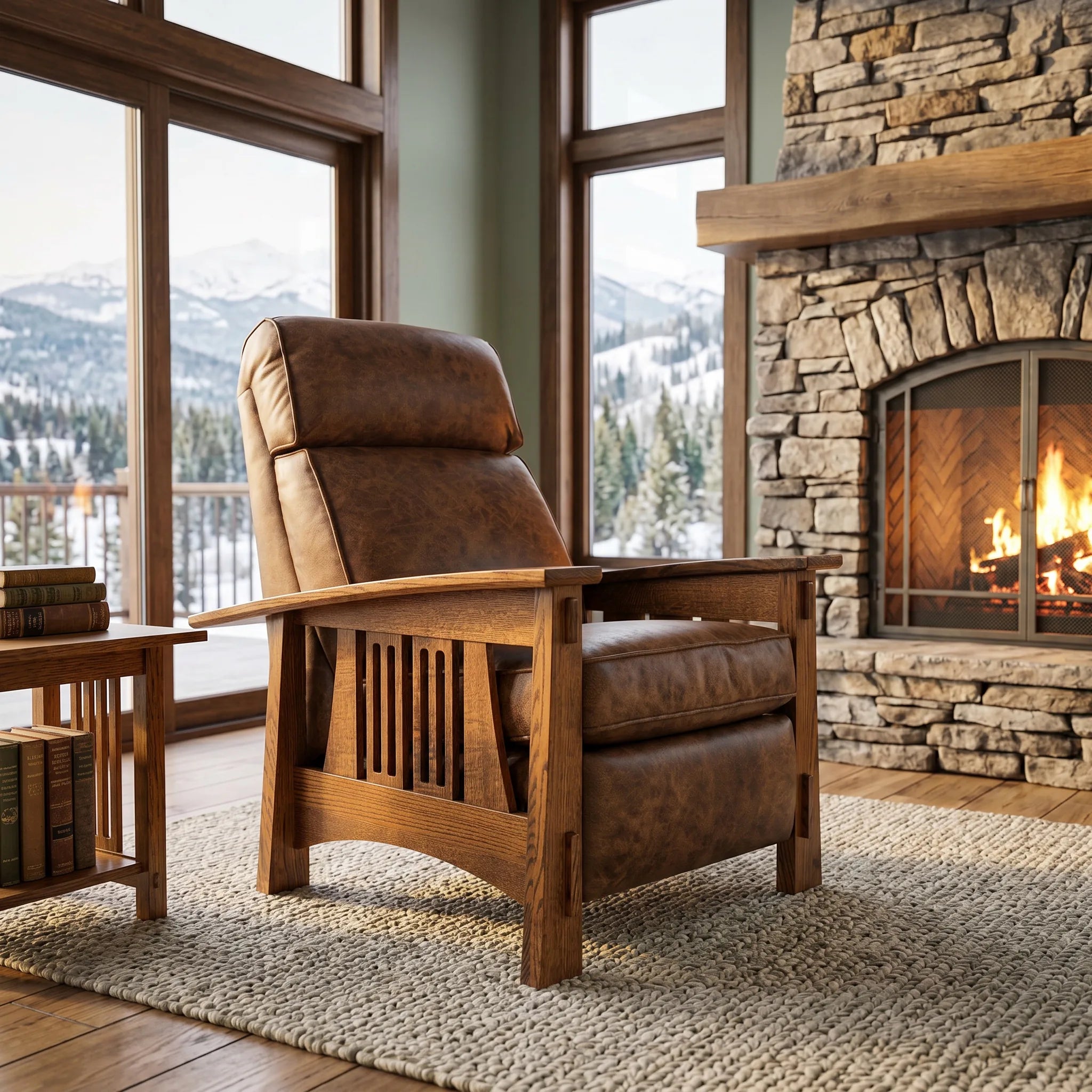 Bungalow Solid Oak Recliner — front view