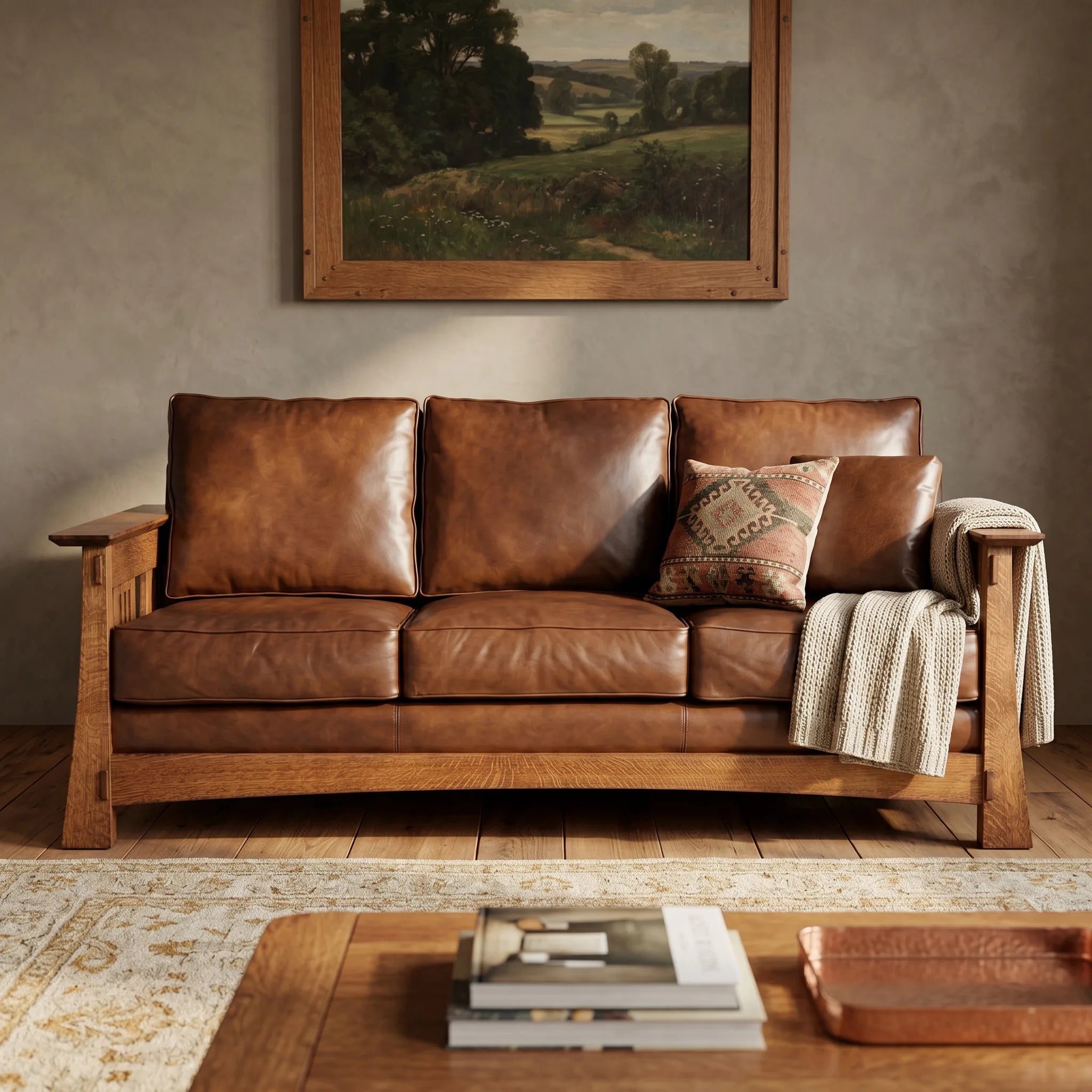 Bungalow Solid Oak Sofa — front view