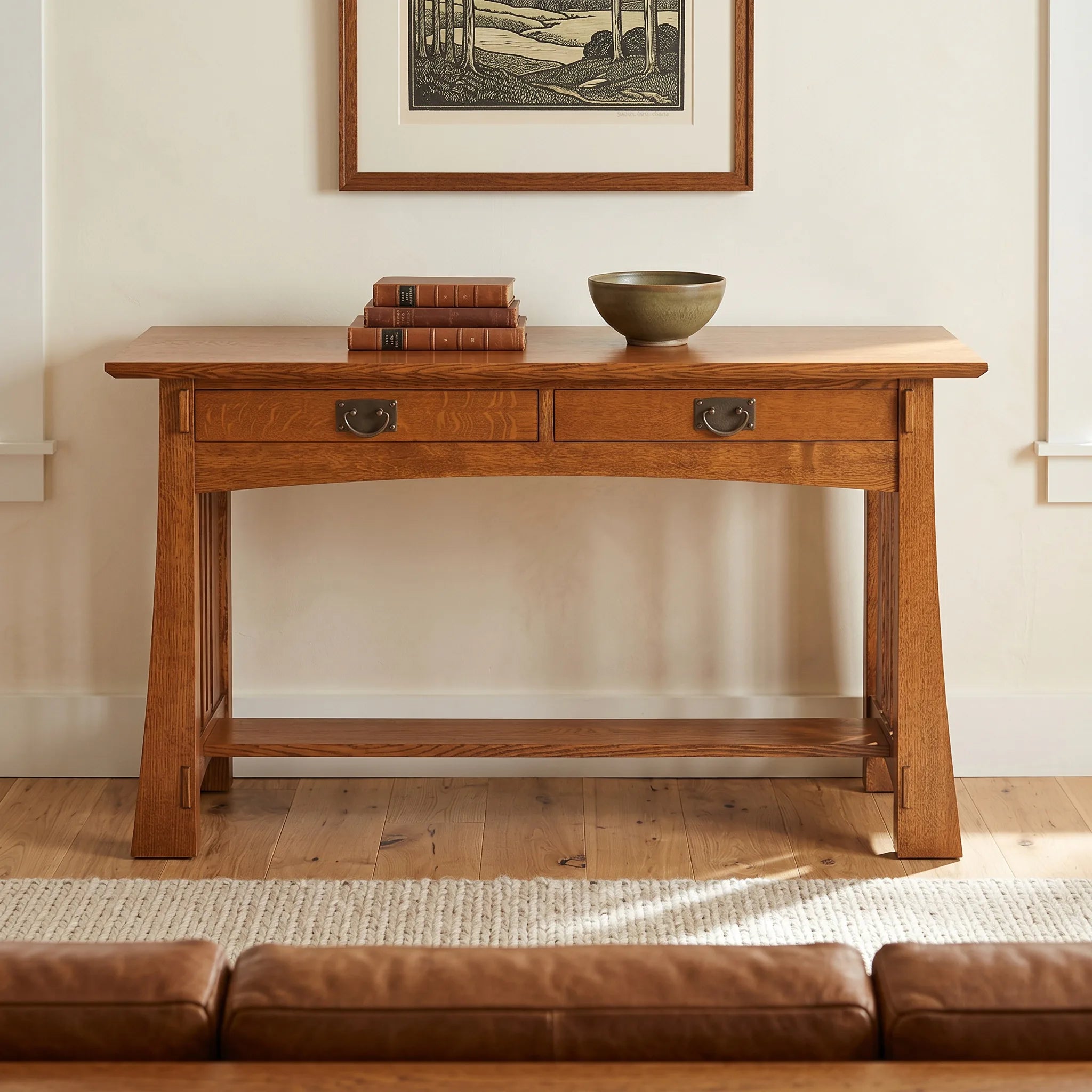 Bungalow Sofa Table - Solid Oak — front view