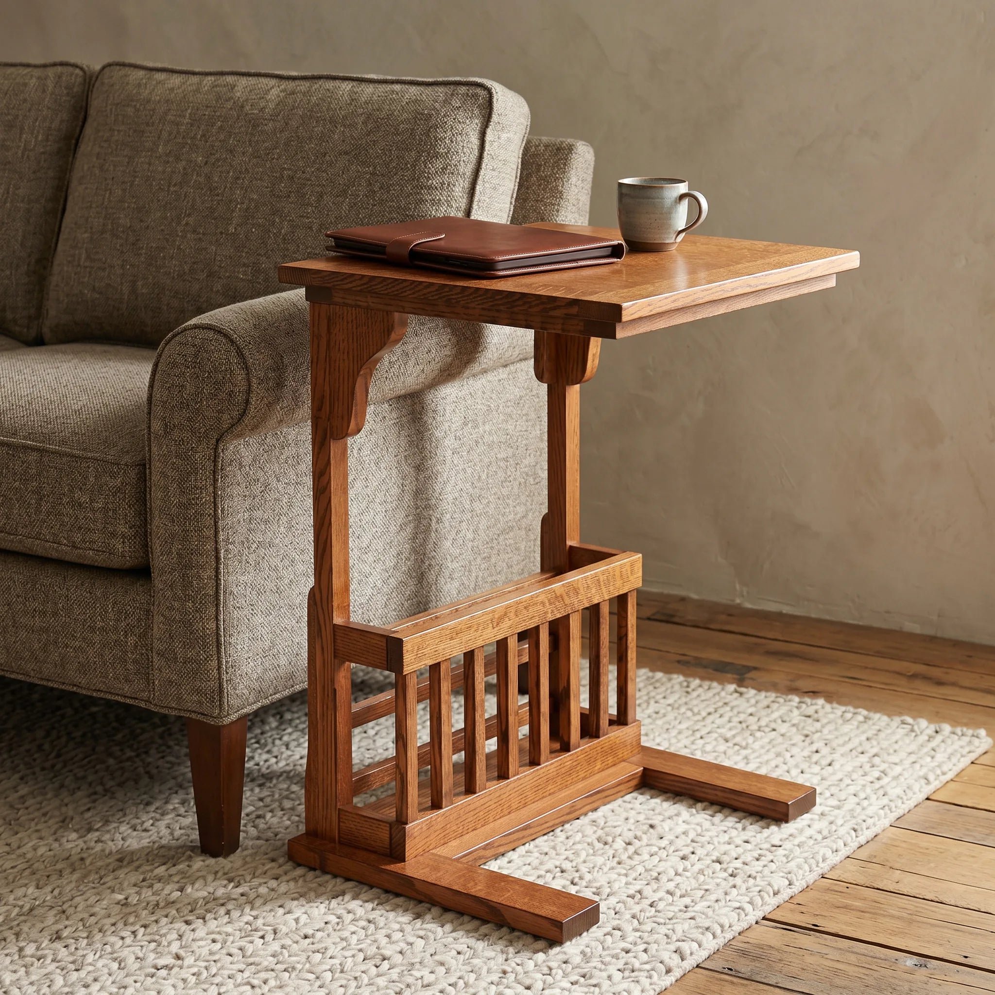 Laptop Sofamate - Solid Oak — front view
