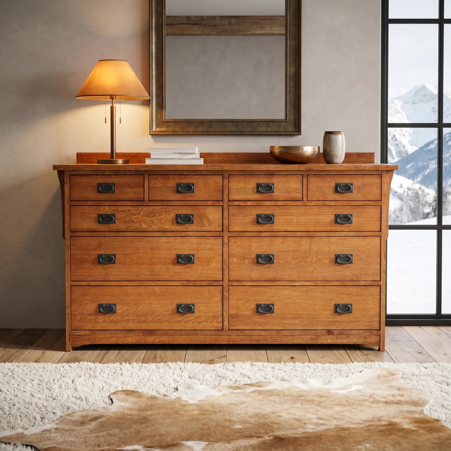 Mission 10-Drawer Dresser - Antique Brown