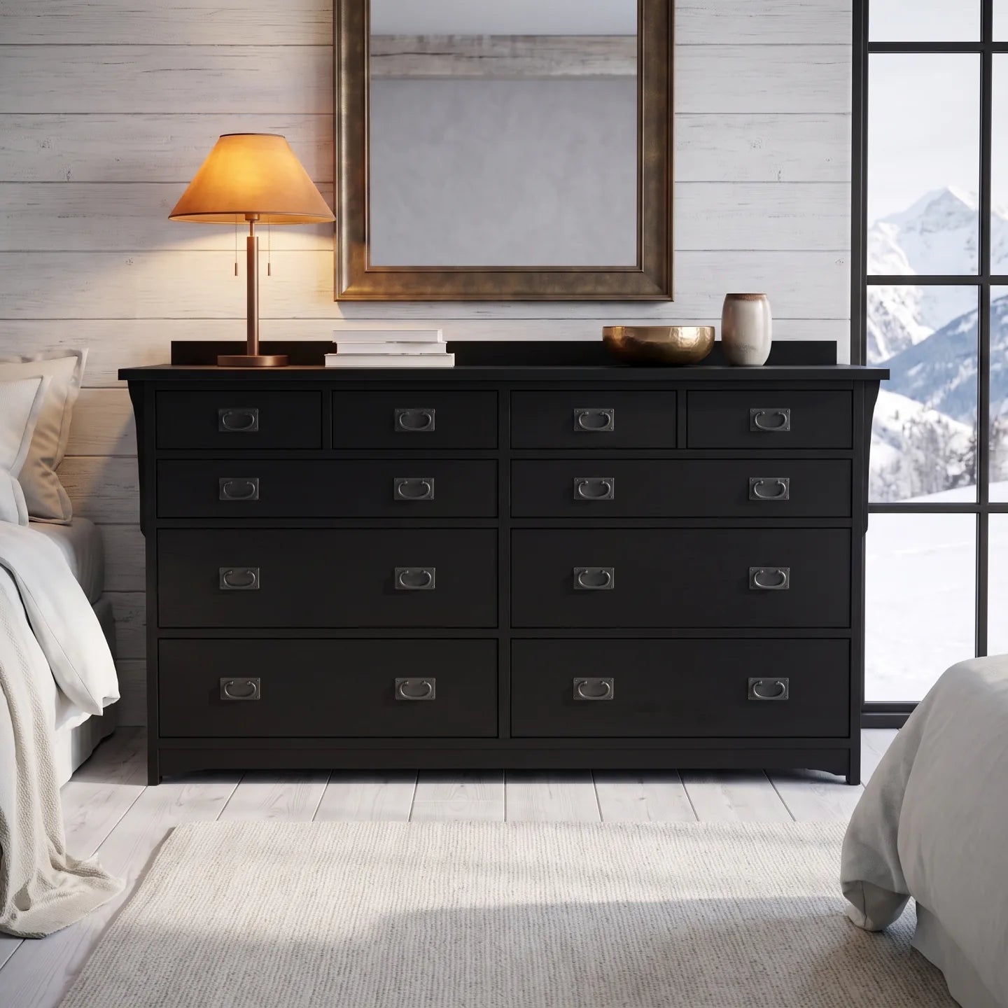 Mission 10-Drawer Dresser - Black