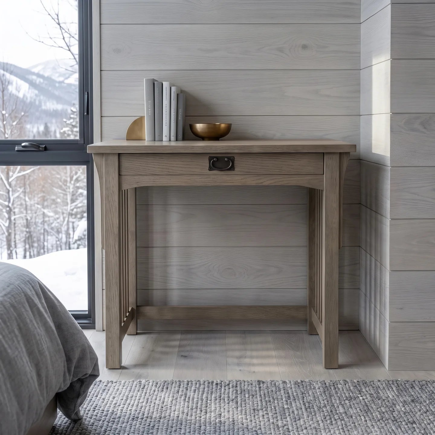 Mission 1-Drawer Desk - Stone Gray