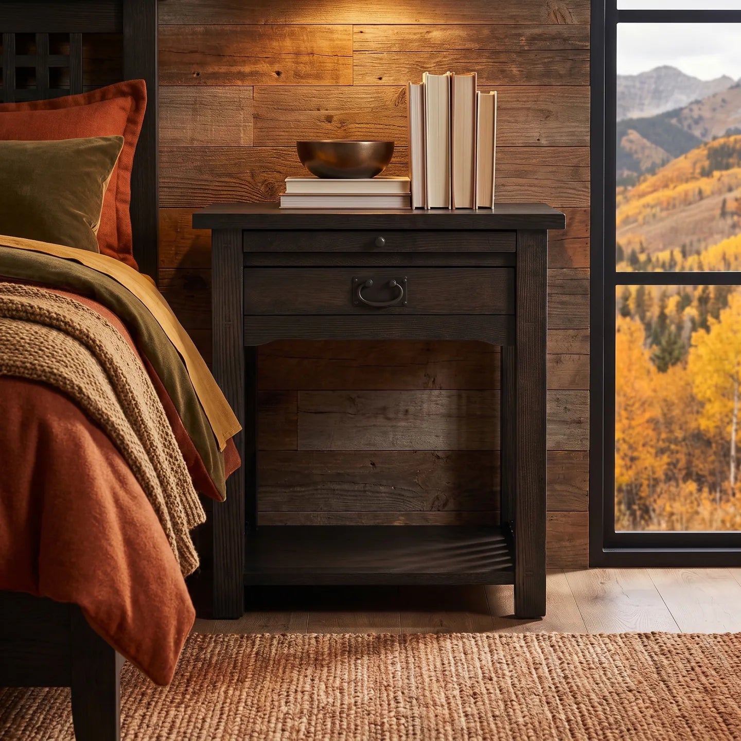 Mission 1-Drawer Tray Nightstand - Charcoal