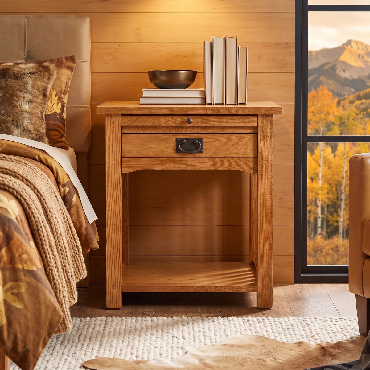 Mission 1-Drawer Tray Nightstand - Country