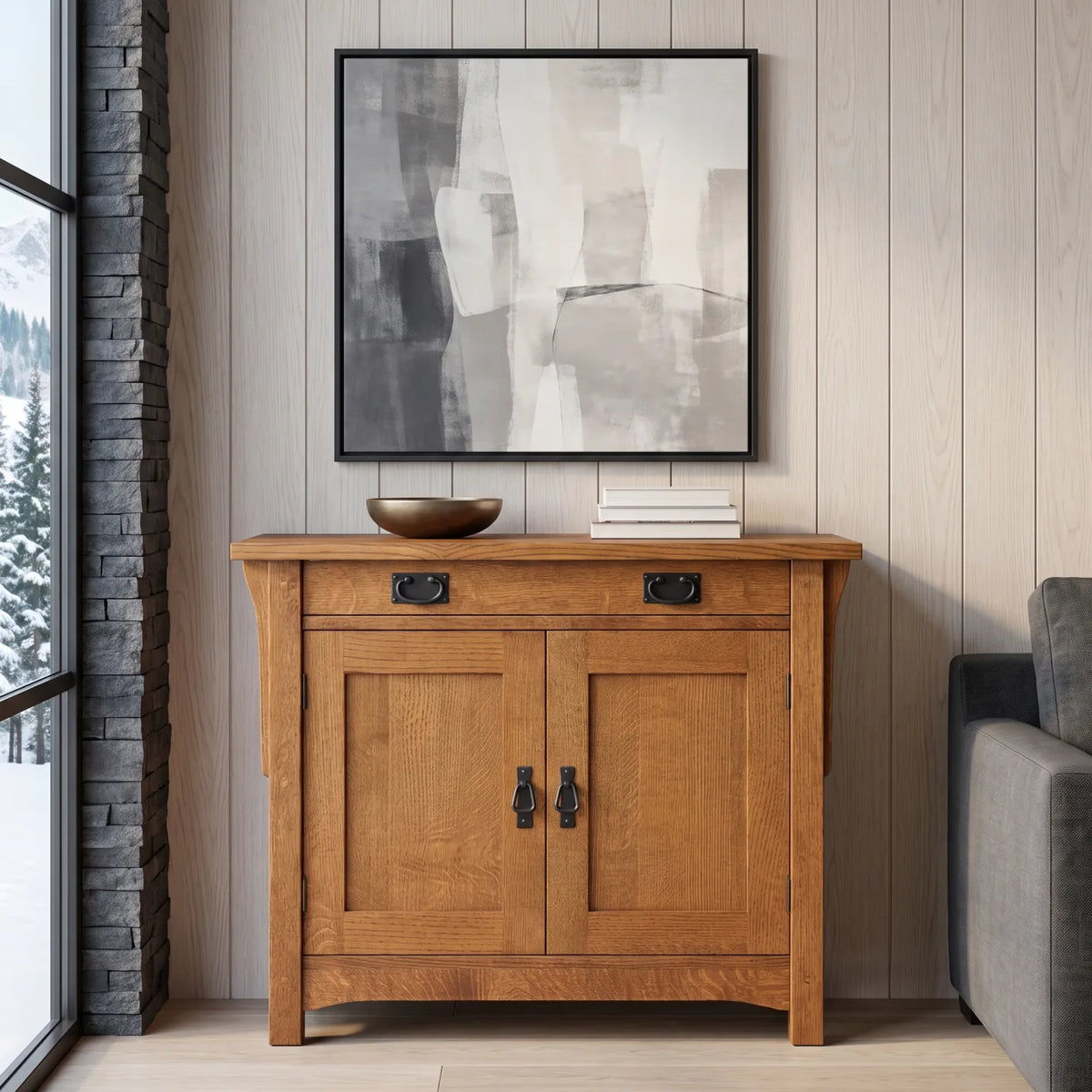 Mission 2-Door Console - Antique Brown