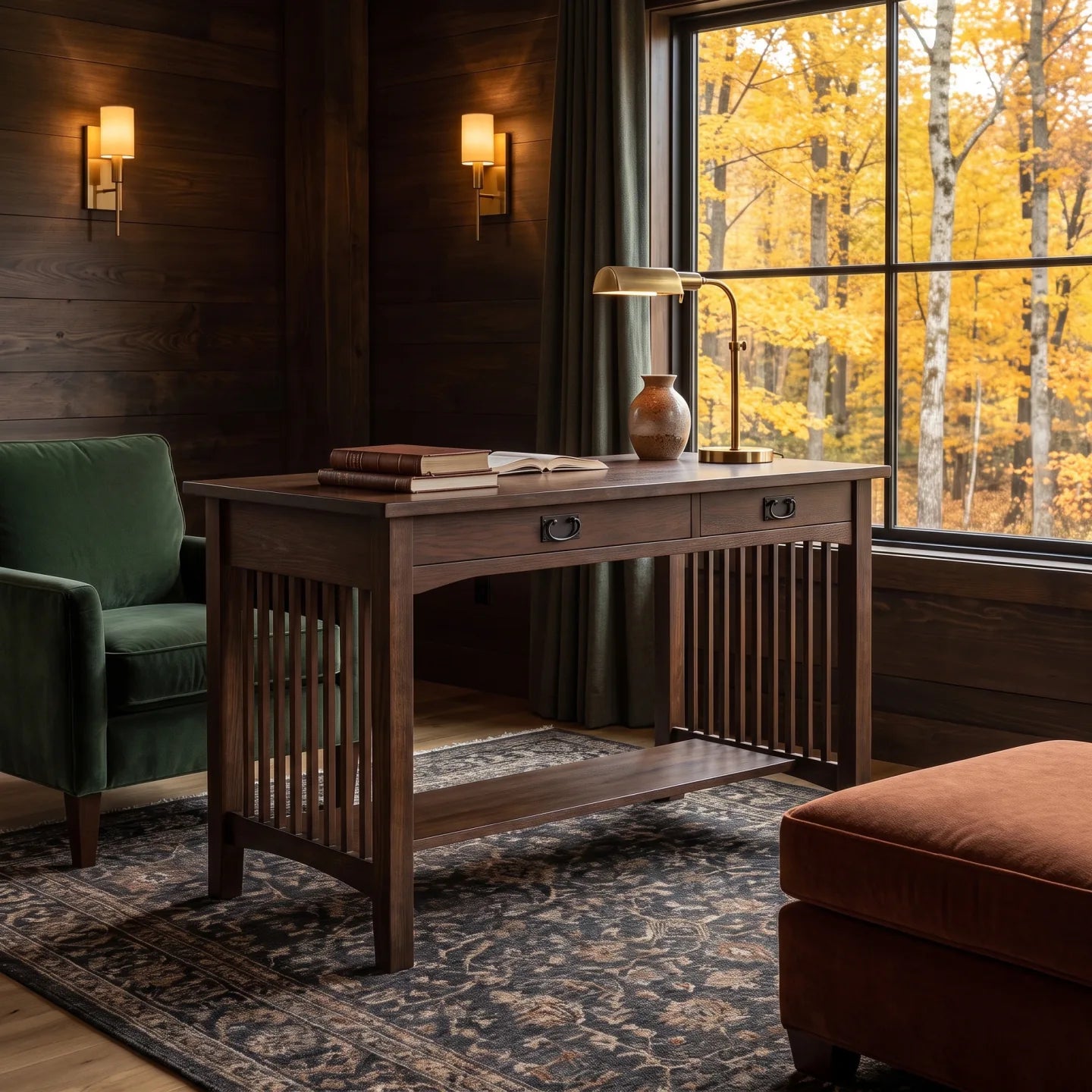 Mission 2-Drawer Desk - Walnut